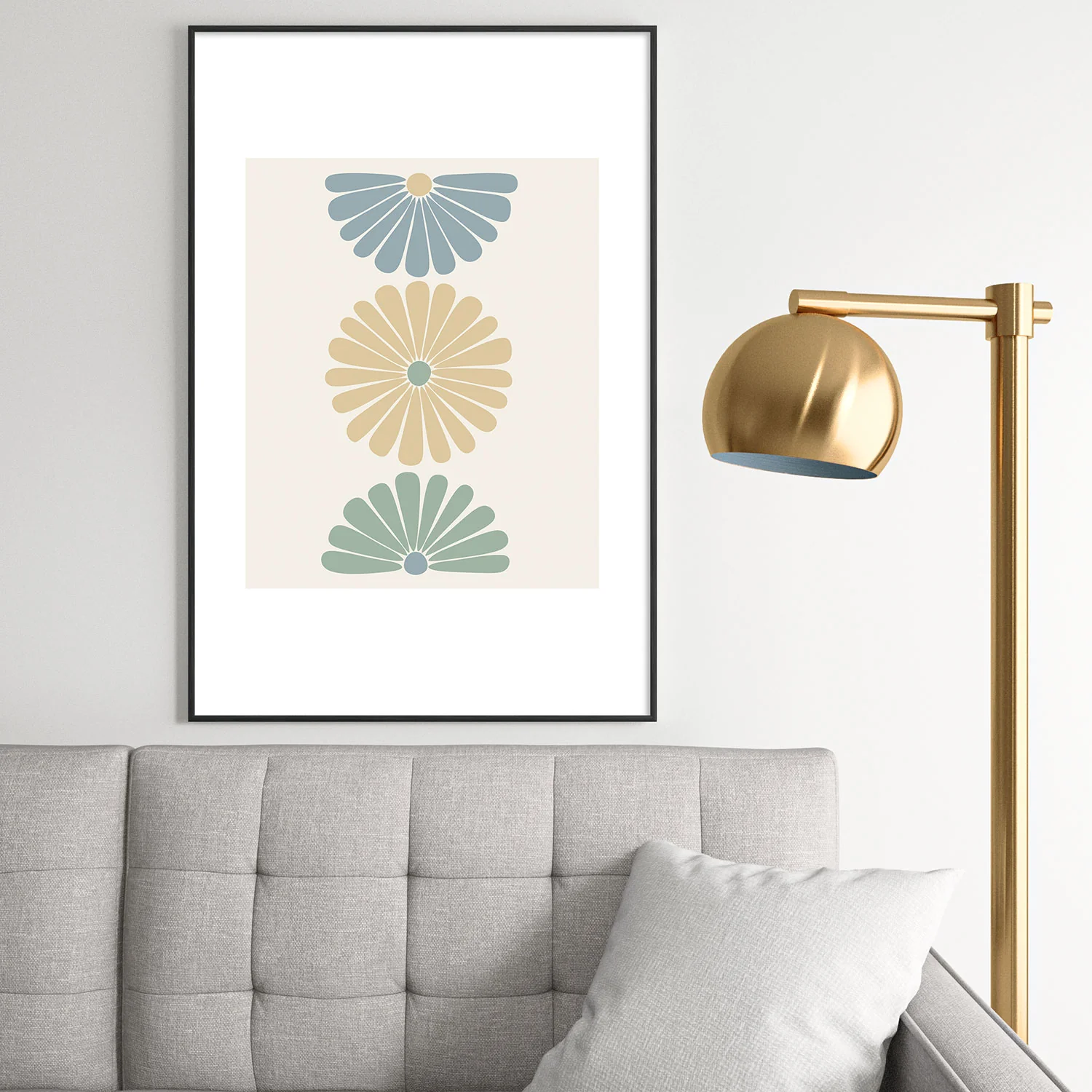 Colour Poems Retro Daisy Multicolor I Metal Framed Art Print - Image 46