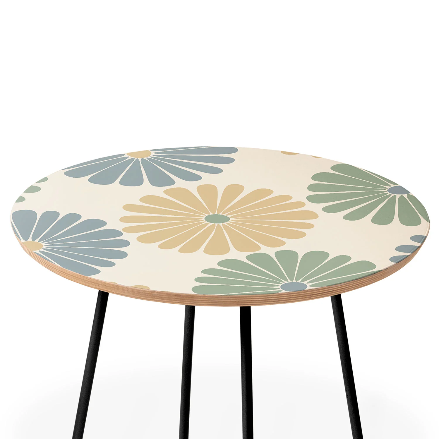 Colour Poems Retro Daisy Multicolor I Round Side Table - Image 4