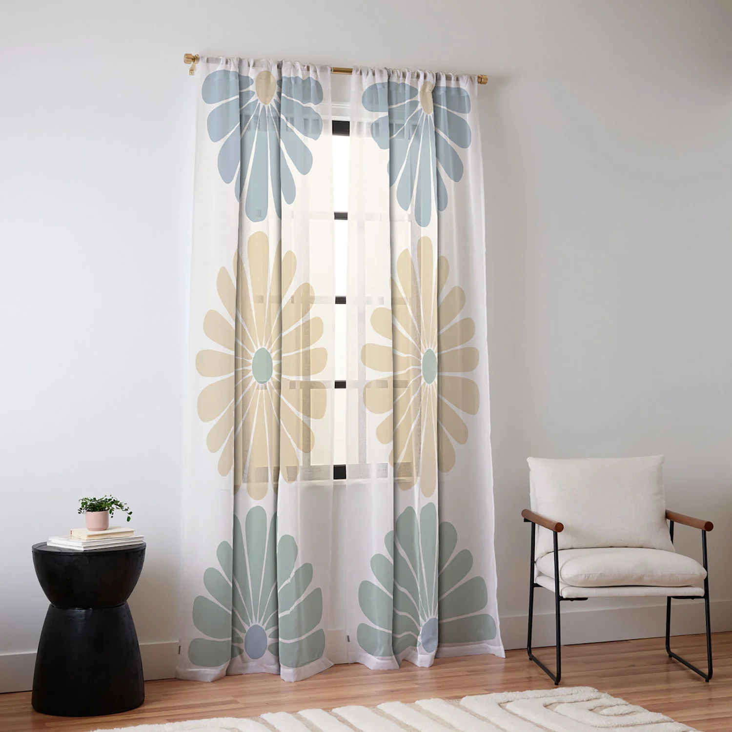 Colour Poems Retro Daisy Multicolor I Sheer Non Repeat - Image 2