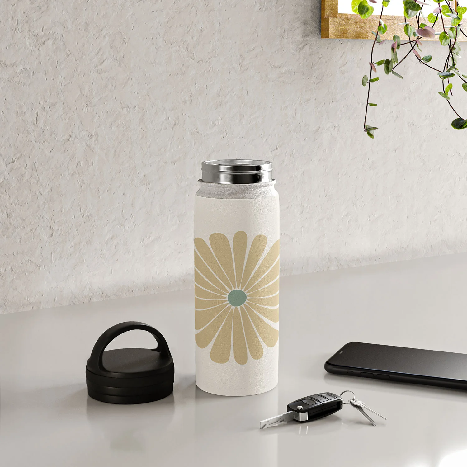 Colour Poems Retro Daisy Multicolor I Water Bottle - Image 24