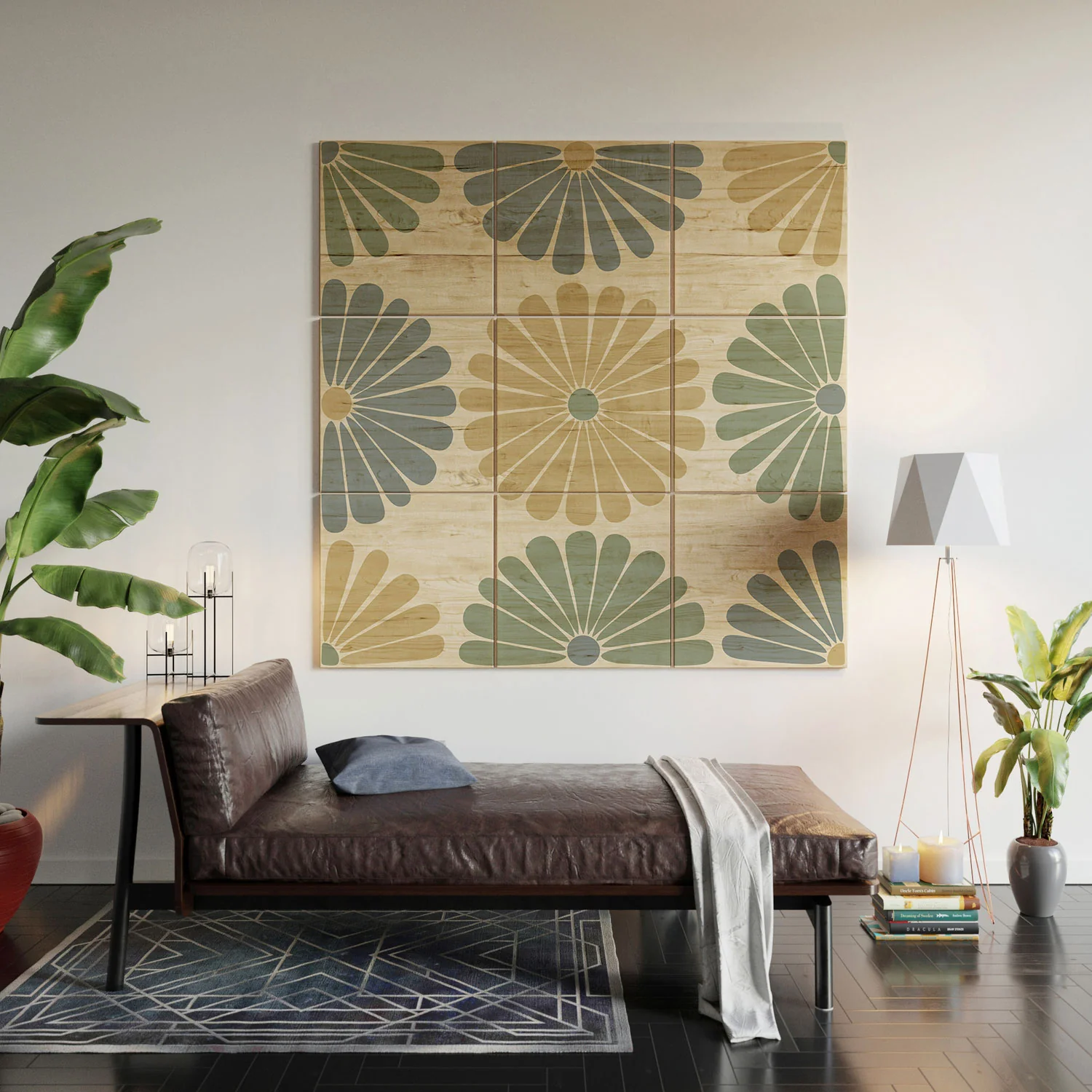 Colour Poems Retro Daisy Multicolor I Wood Wall Mural - Image 6