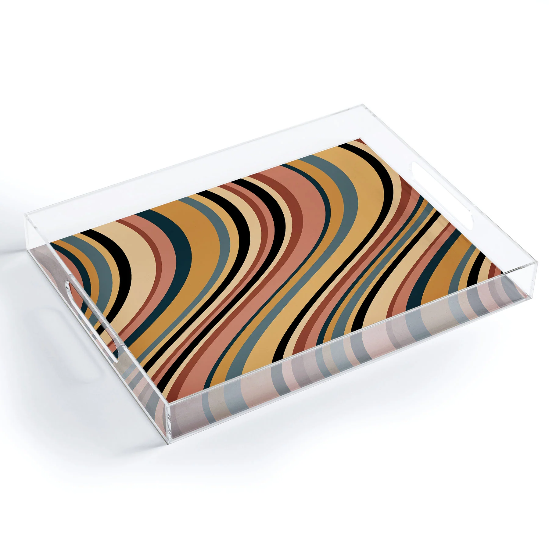 Colour Poems Wavy Retro Stripes I Acrylic Tray - Image 2