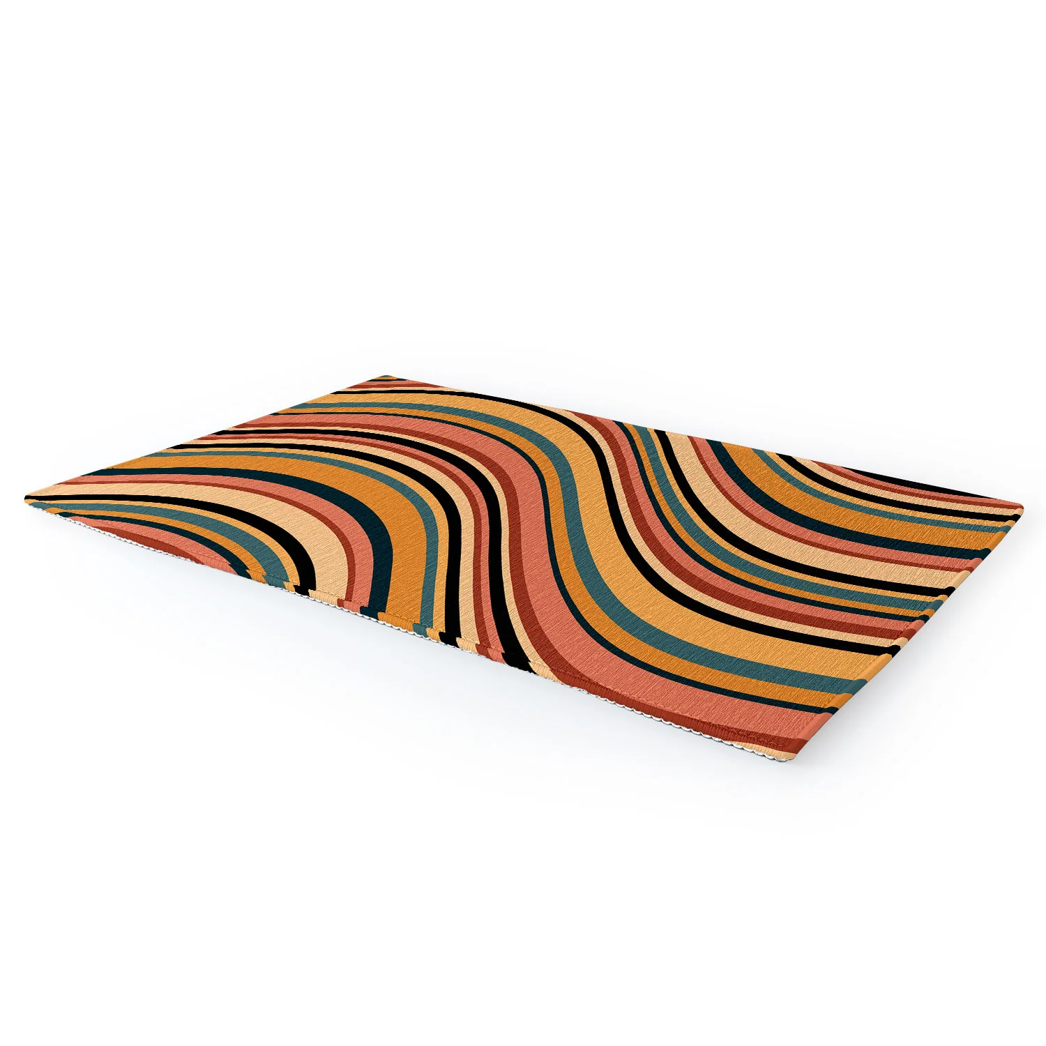 Colour Poems Wavy Retro Stripes I Area Rug