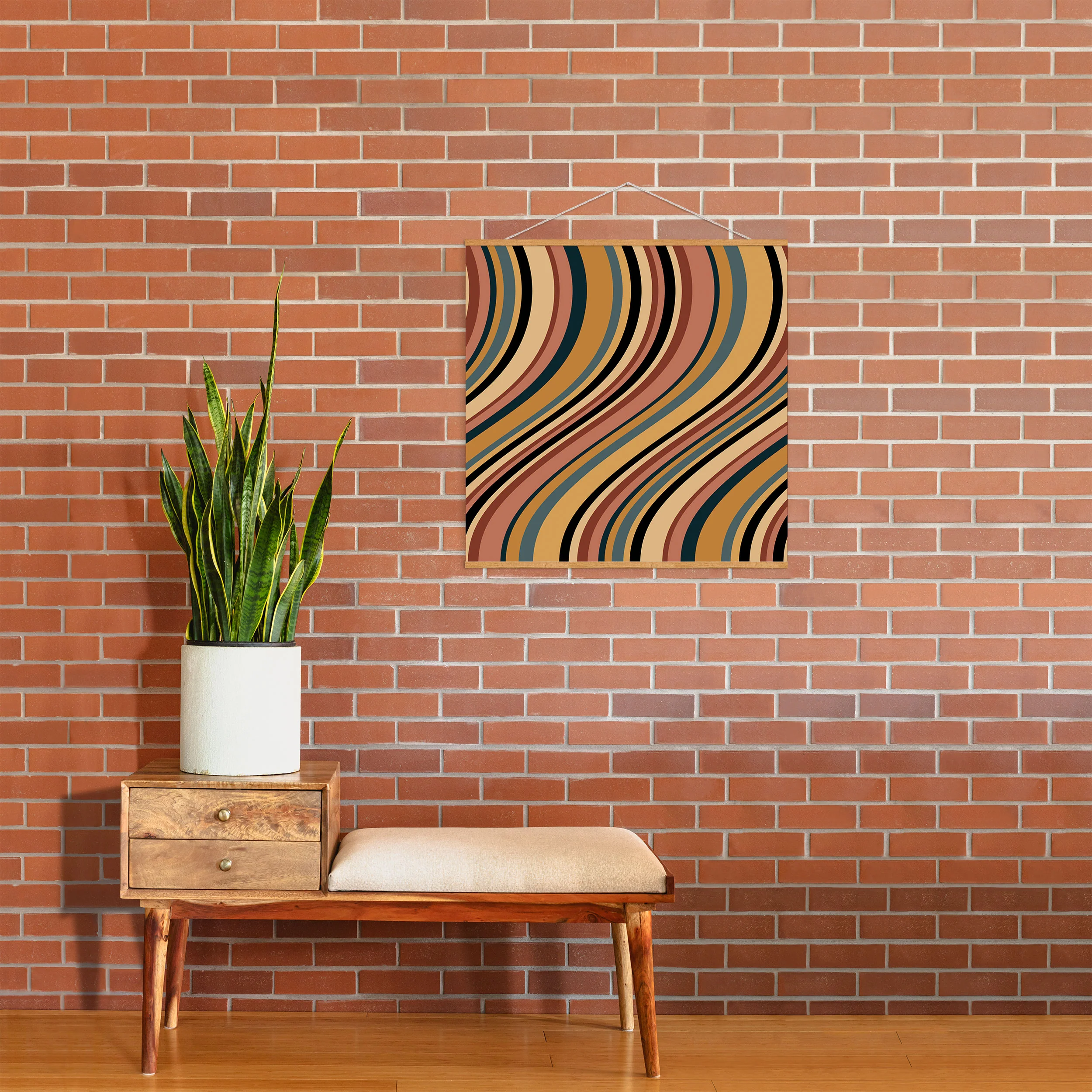 Colour Poems Wavy Retro Stripes I Art Print - Image 47