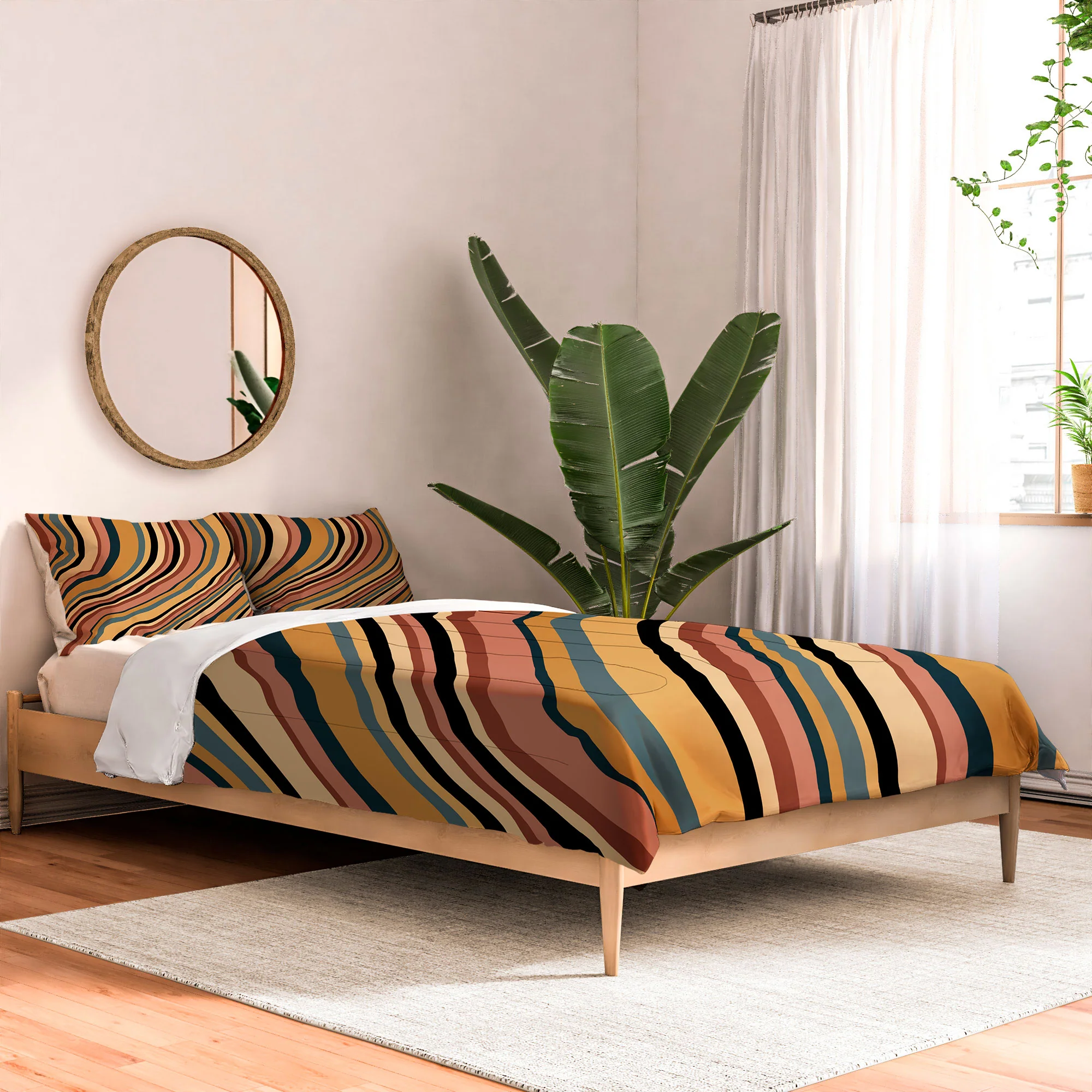Colour Poems Wavy Retro Stripes I Comforter - Image 2