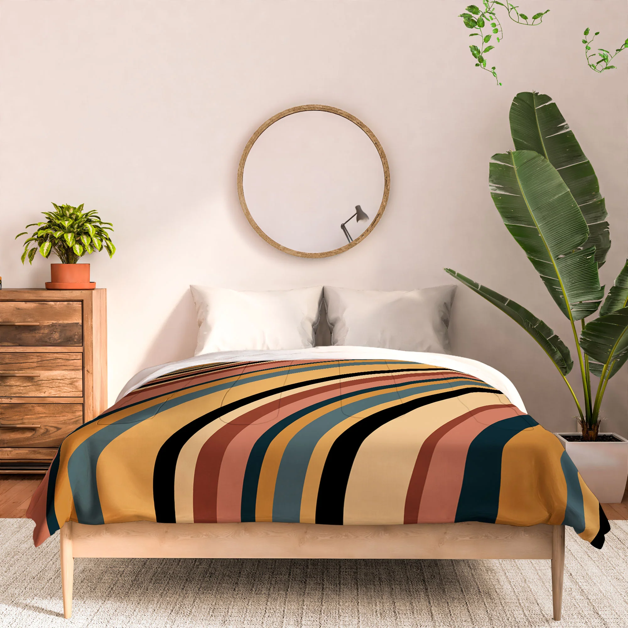 Colour Poems Wavy Retro Stripes I Comforter - Image 3