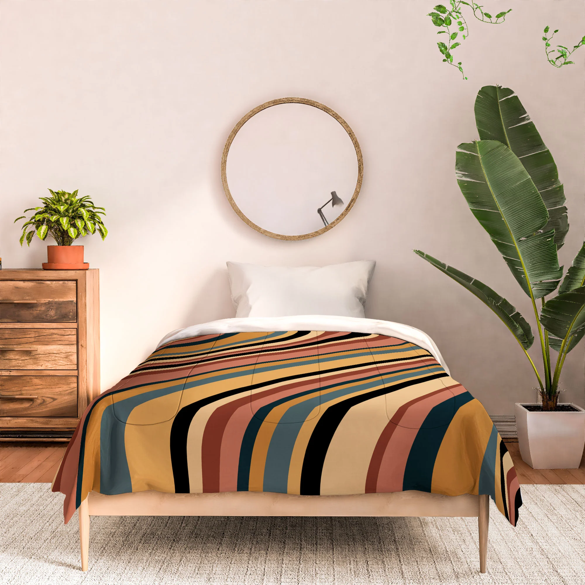 Colour Poems Wavy Retro Stripes I Comforter - Image 6