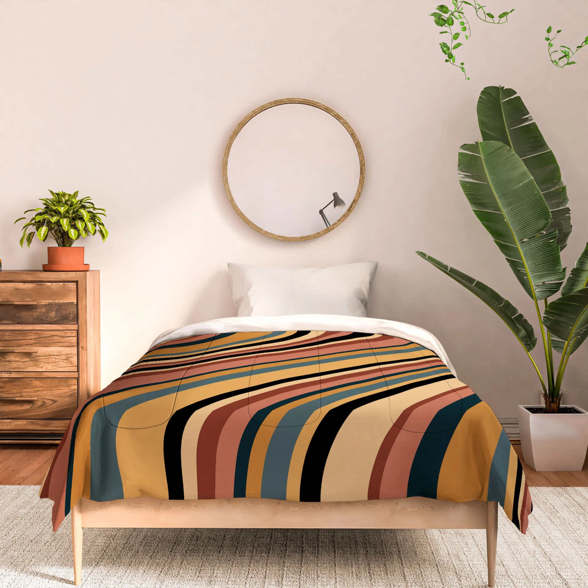 Colour Poems Wavy Retro Stripes I Comforter - Image 9