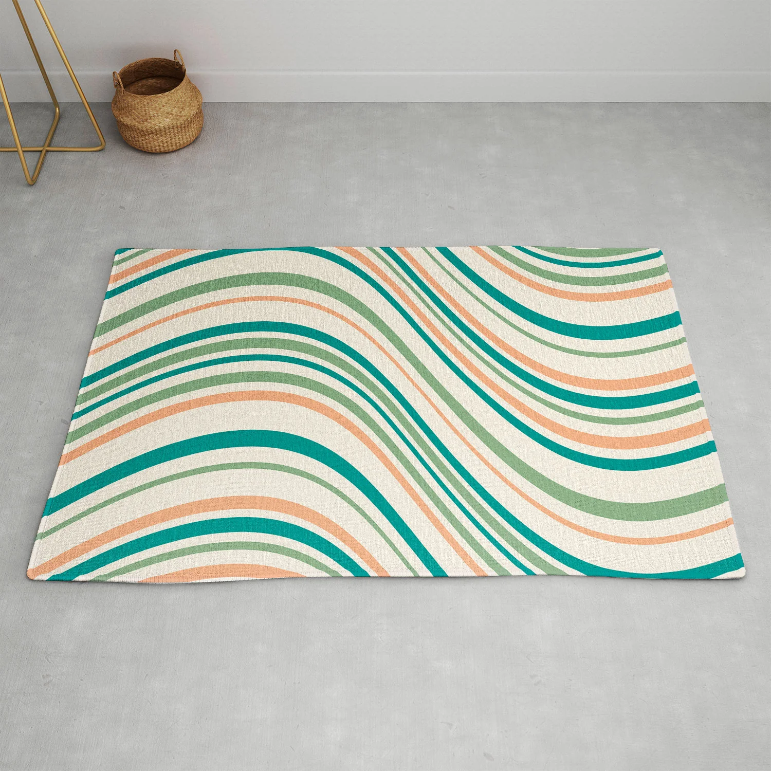 Colour Poems Wavy Retro Stripes II Area Rug - Image 12