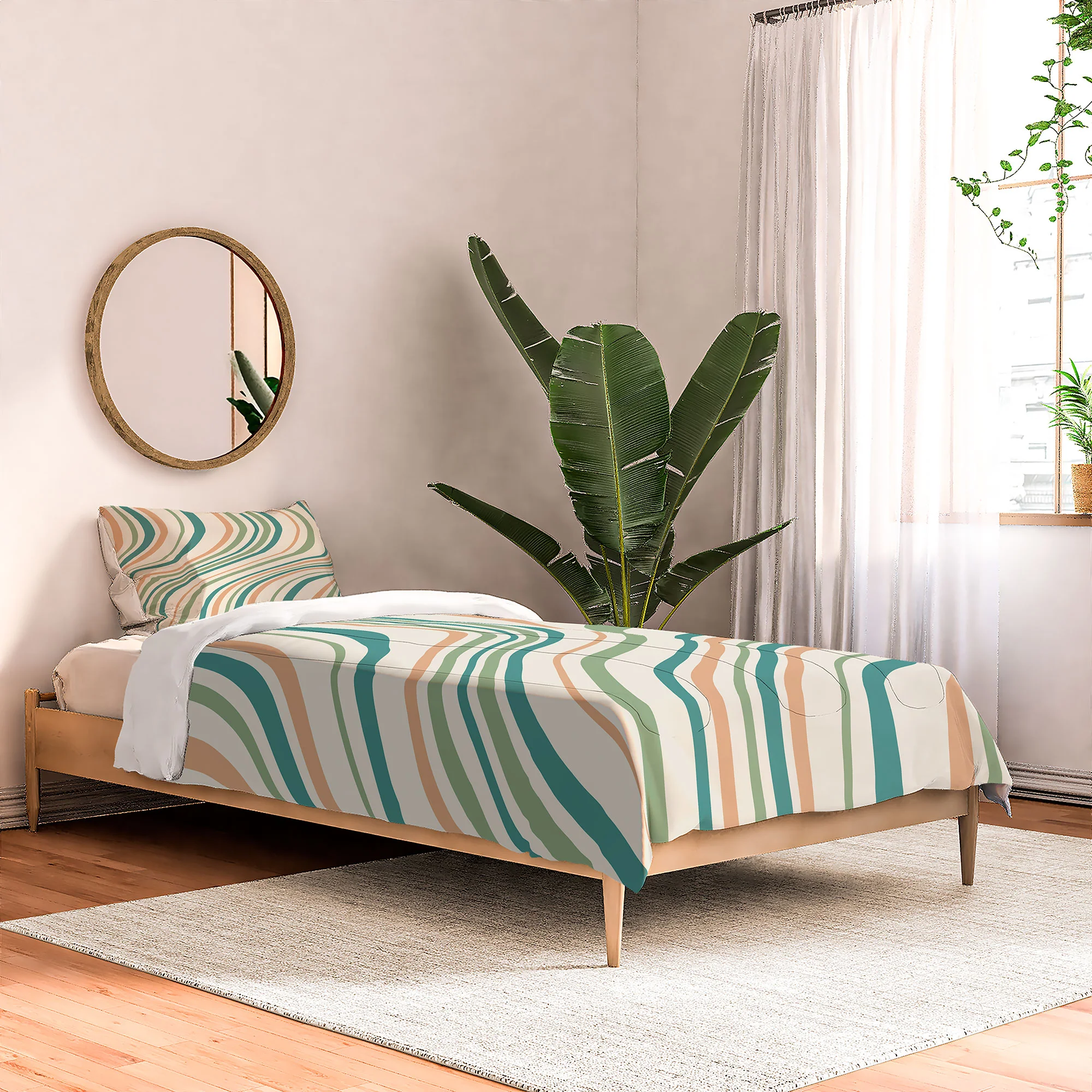 Colour Poems Wavy Retro Stripes II Comforter - Image 5