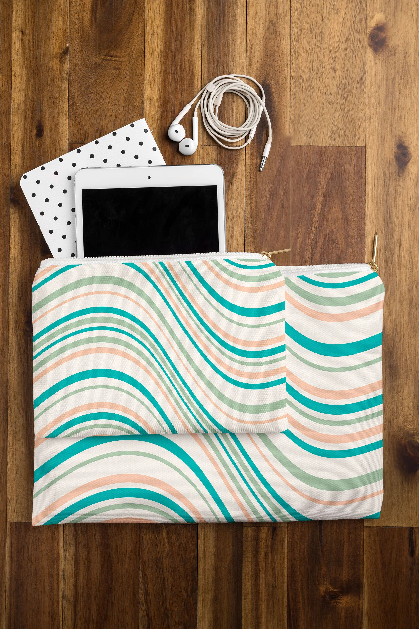 Colour Poems Wavy Retro Stripes II Pouch - Image 2