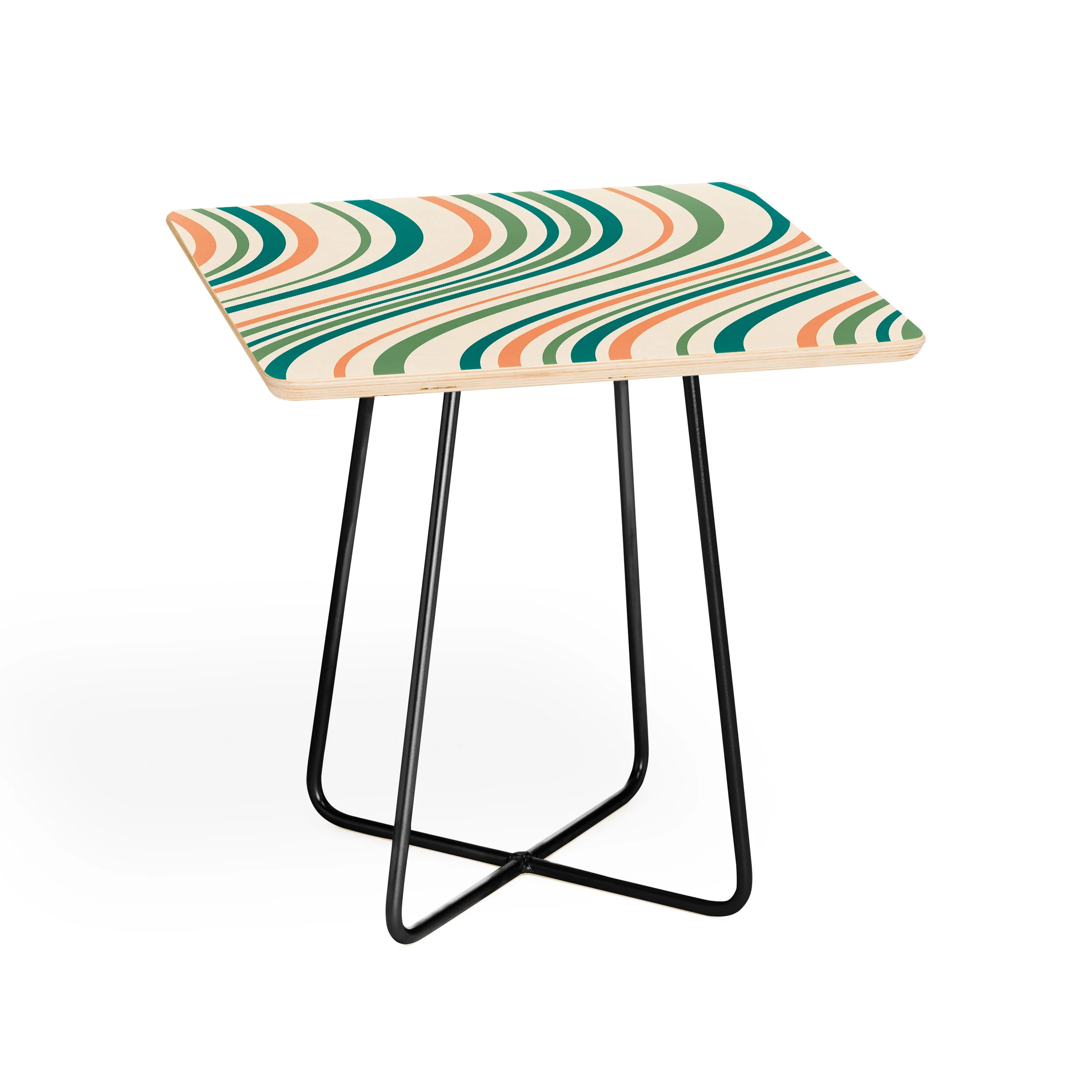 Colour Poems Wavy Retro Stripes II Side Table - Image 2