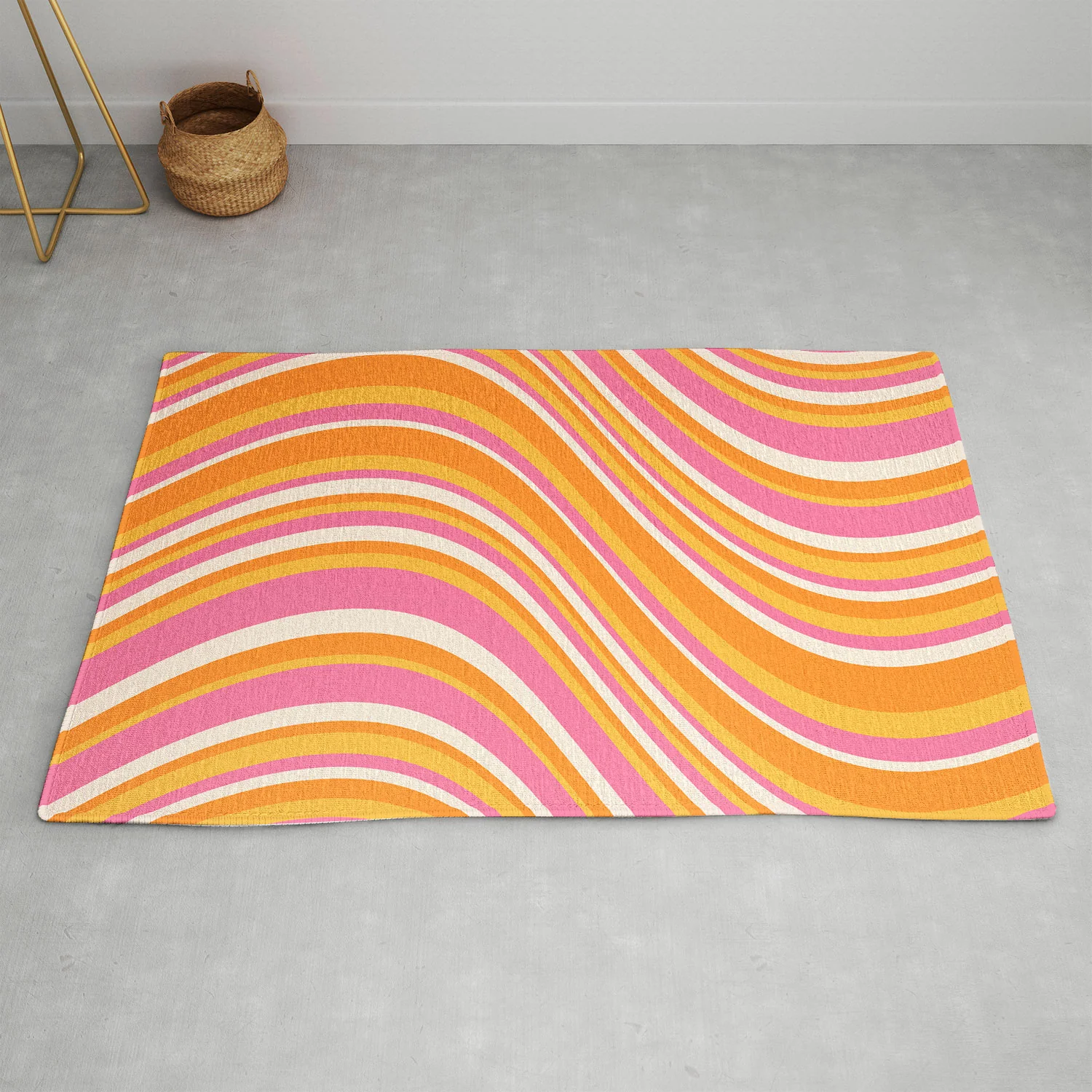 Colour Poems Wavy Retro Stripes III Area Rug - Image 11