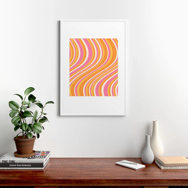 Colour Poems Wavy Retro Stripes III Framed Art Print - Image 48