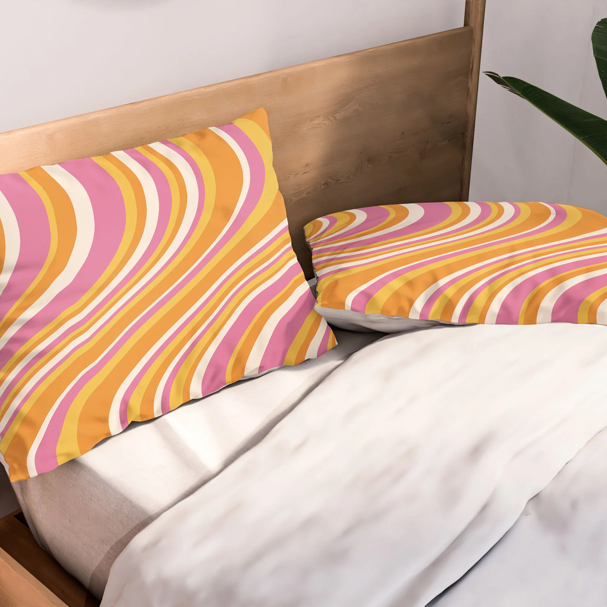 Colour Poems Wavy Retro Stripes III Pillow Shams - Image 2