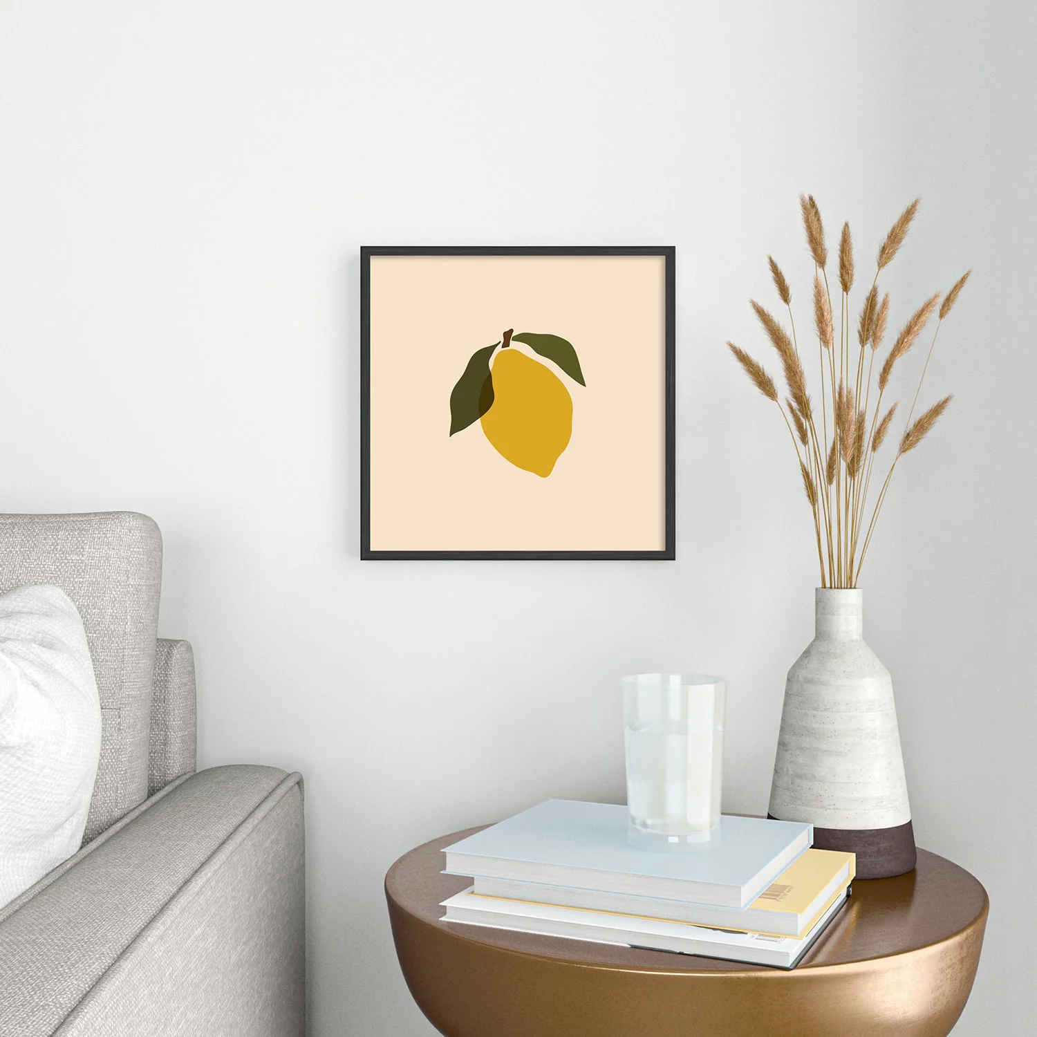 Cuss Yeah Designs Single Lemon II Square Metal Framed Art Print - Image 10