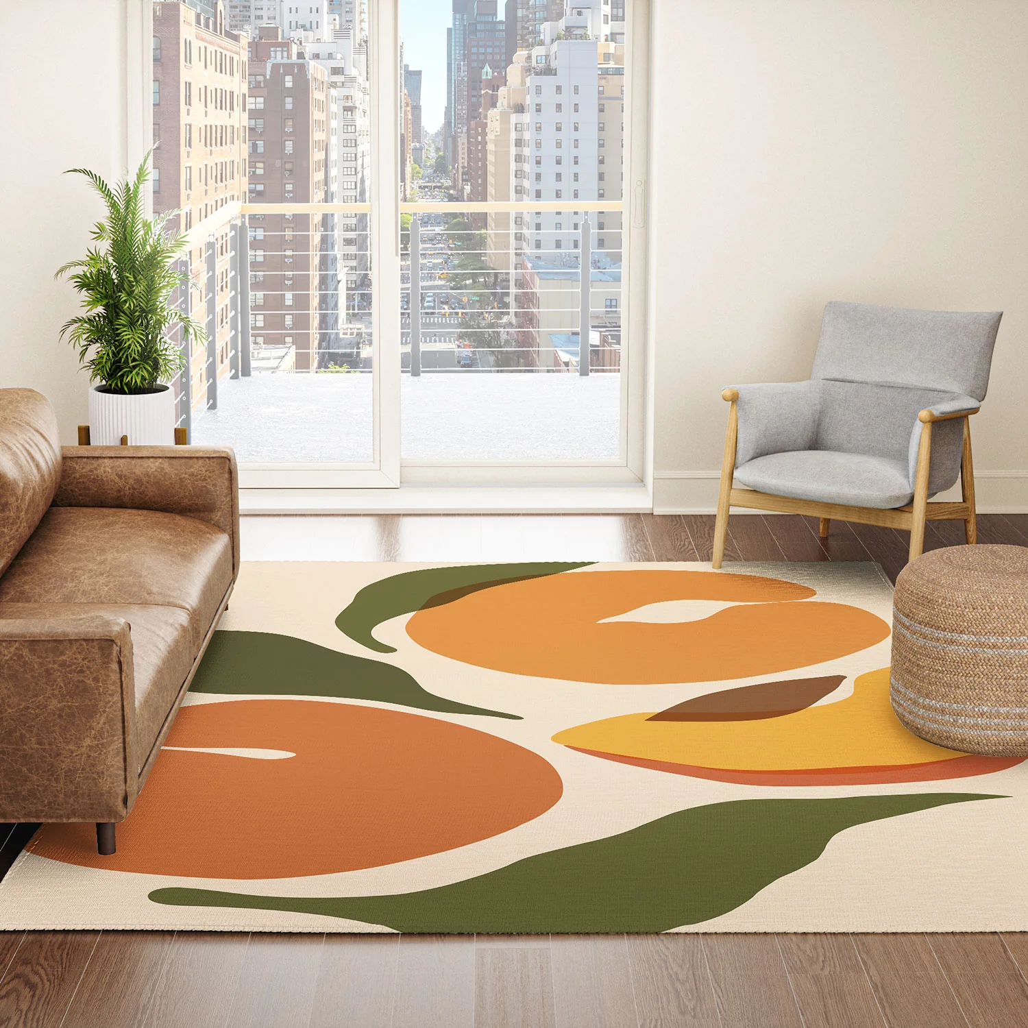 Cuss Yeah Designs Yellow Peaches Area Rug - Image 14