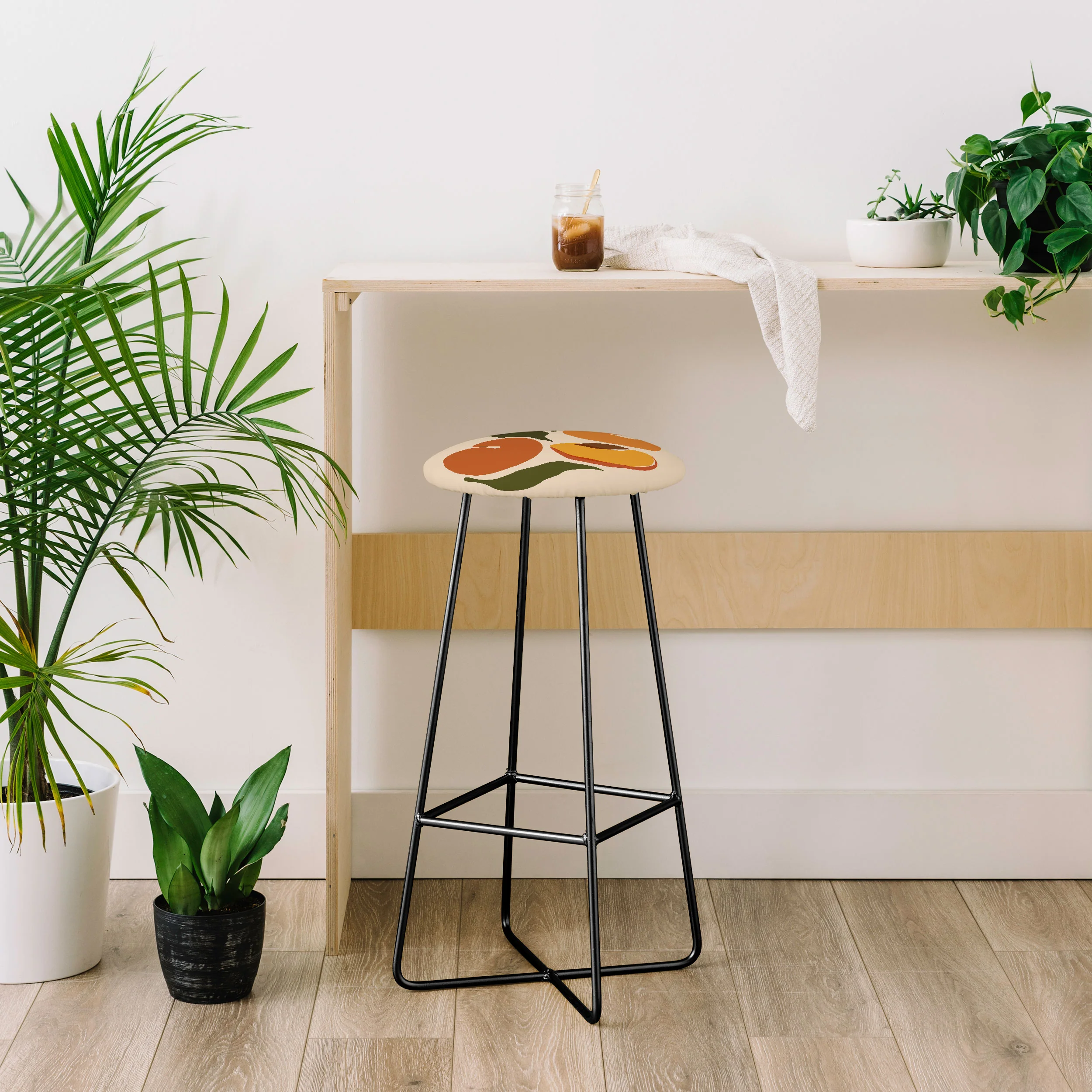 Cuss Yeah Designs Yellow Peaches Bar Stool - Image 4