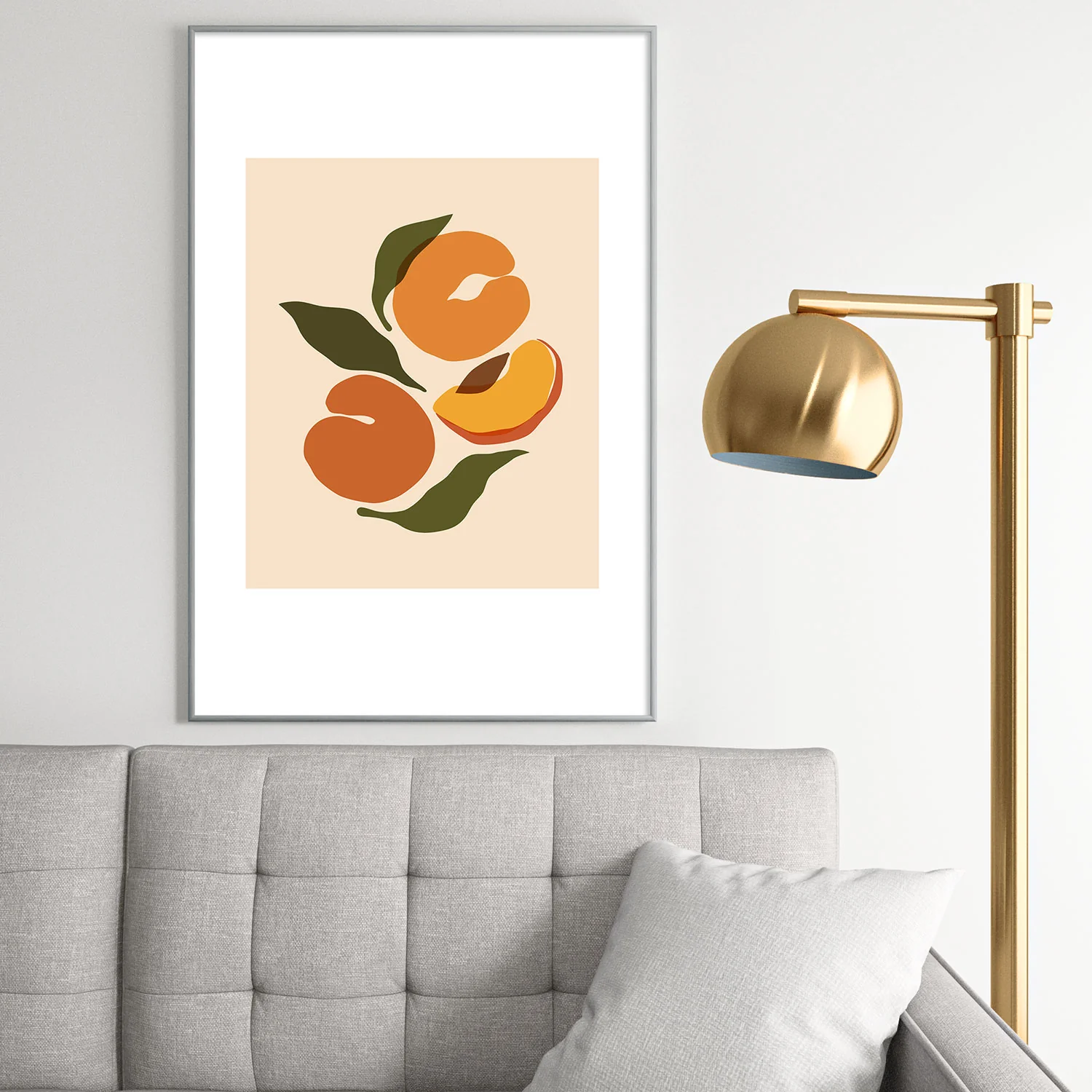 Cuss Yeah Designs Yellow Peaches Metal Framed Art Print - Image 42