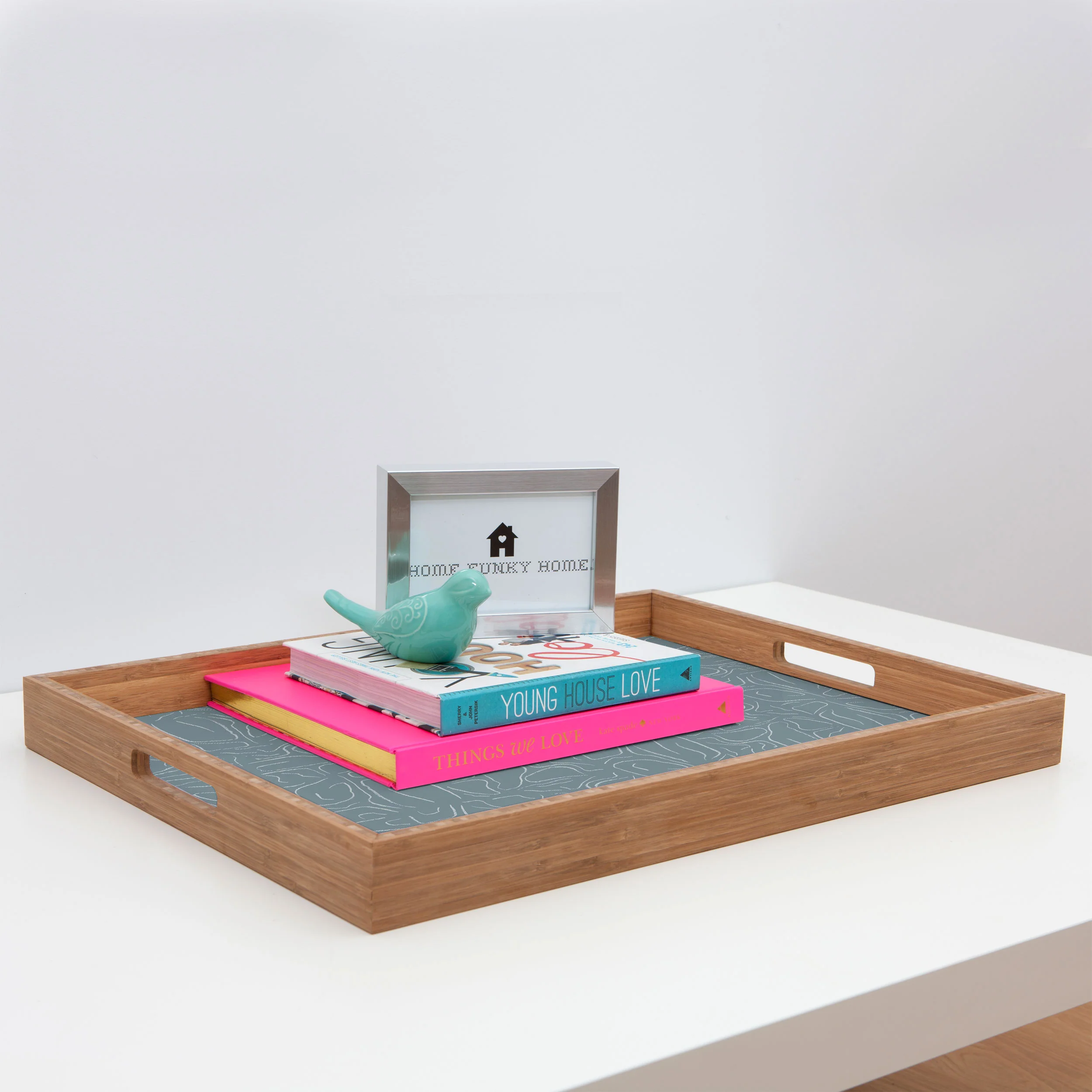 DENY Designs Abstract Lines Blue Rectangular Tray - Image 3