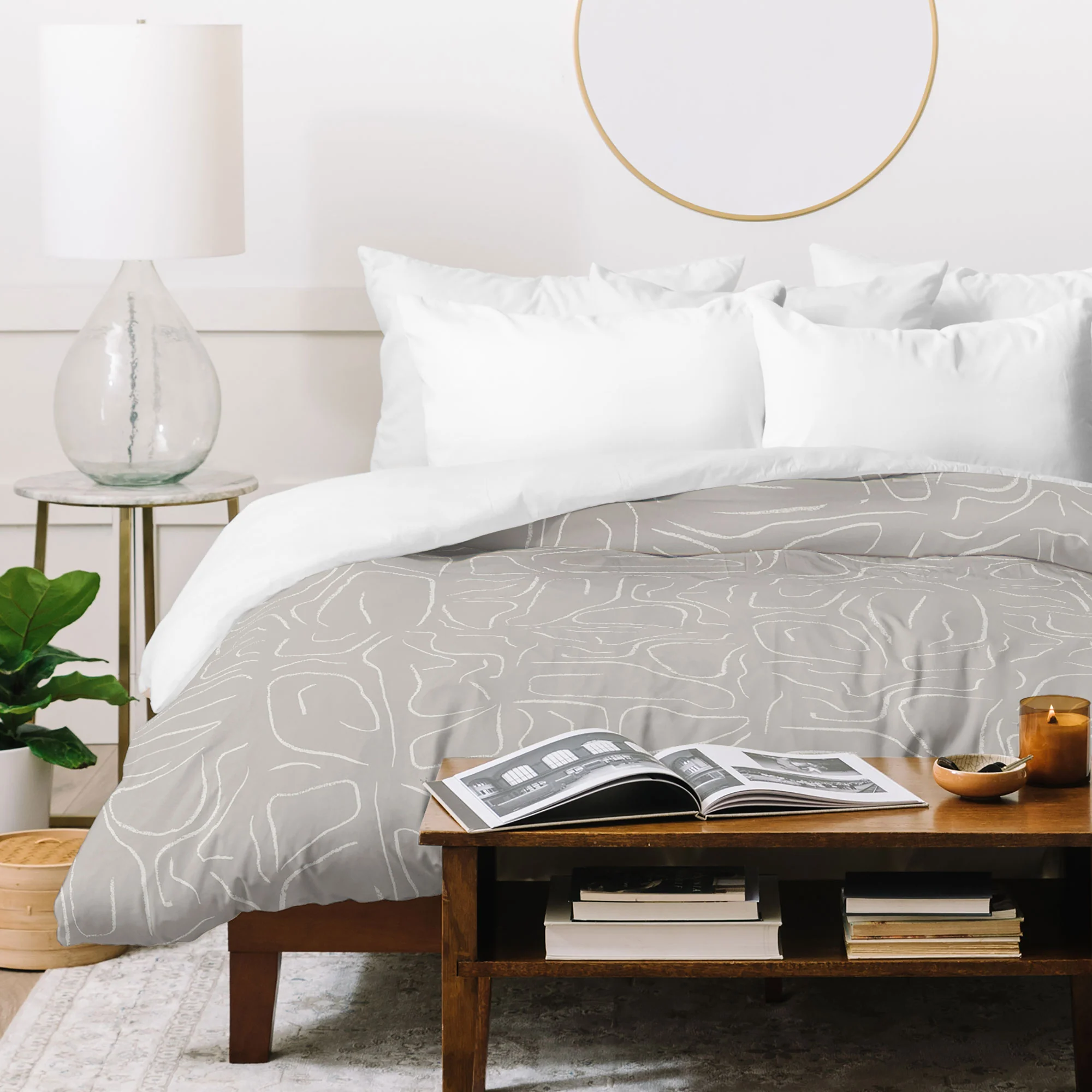 DENY Designs Abstract Lines Light Gray Duvet Cover - Image 7