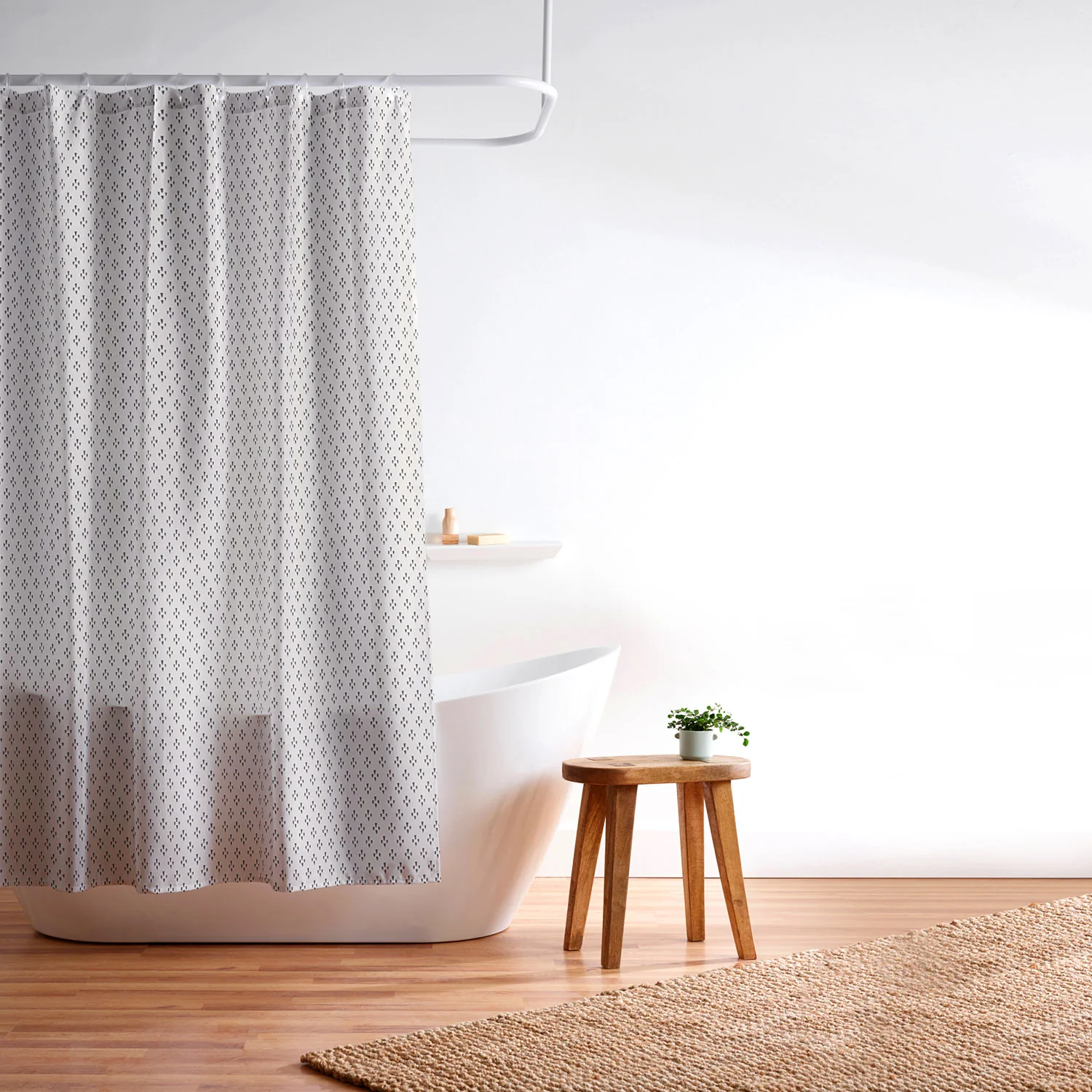 DENY Designs Block Print Dot Cream Shower Curtain - Image 3