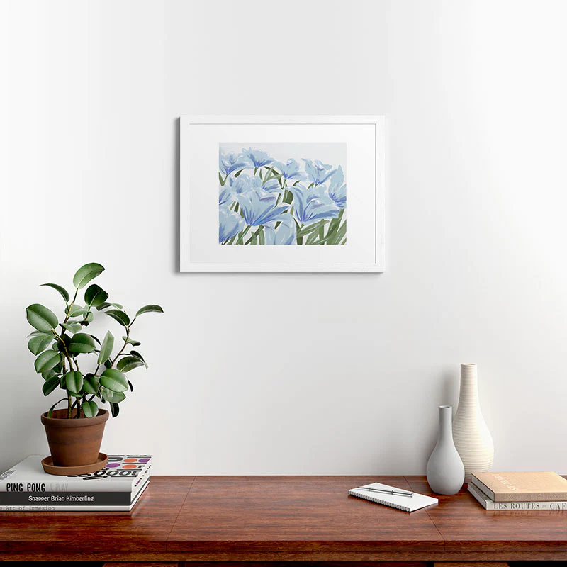 DENY Designs blue blooms Framed Art Print - Image 37