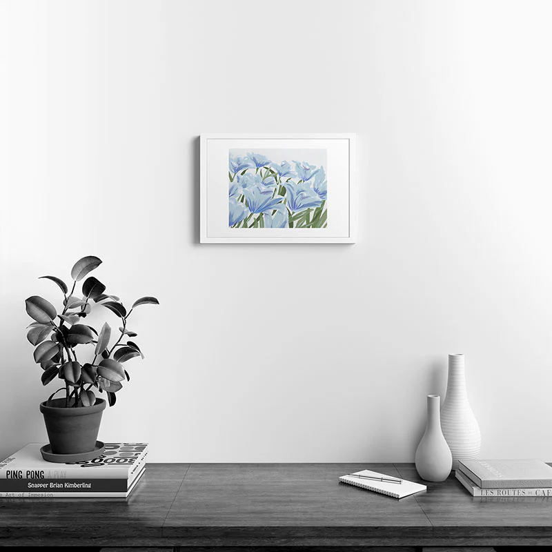 DENY Designs blue blooms Framed Art Print - Image 81