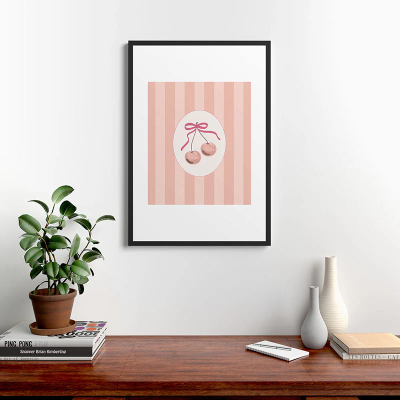 DENY Designs Bow Cherries Framed Art Print - Image 36