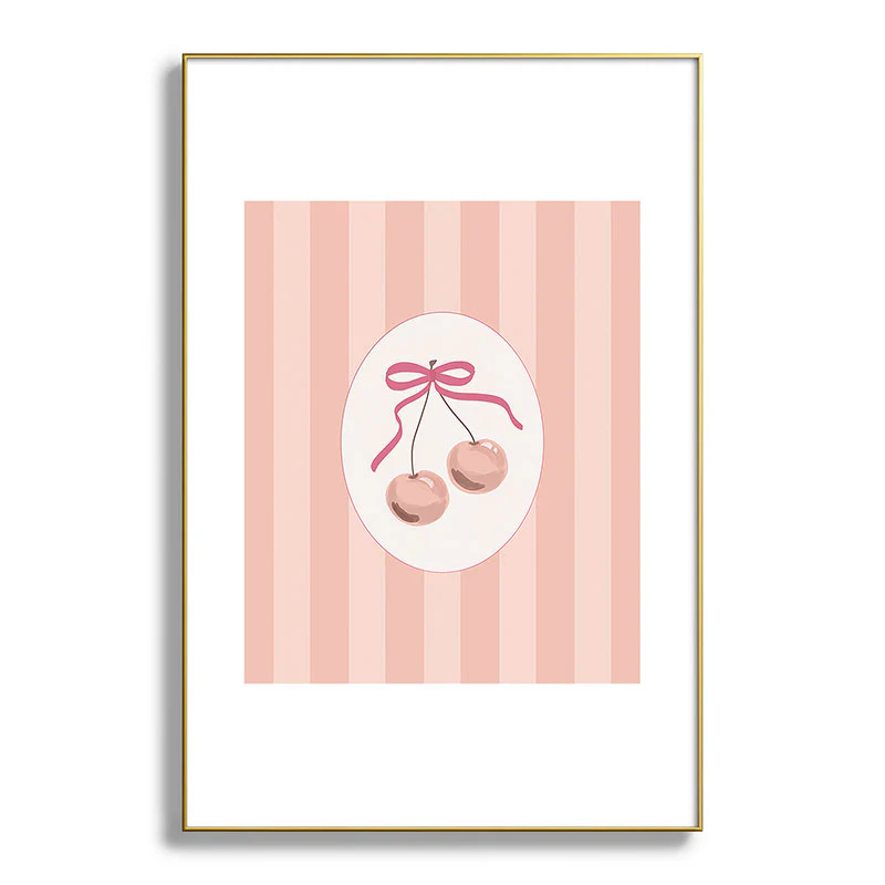 DENY Designs Bow Cherries Metal Framed Art Print - Image 37