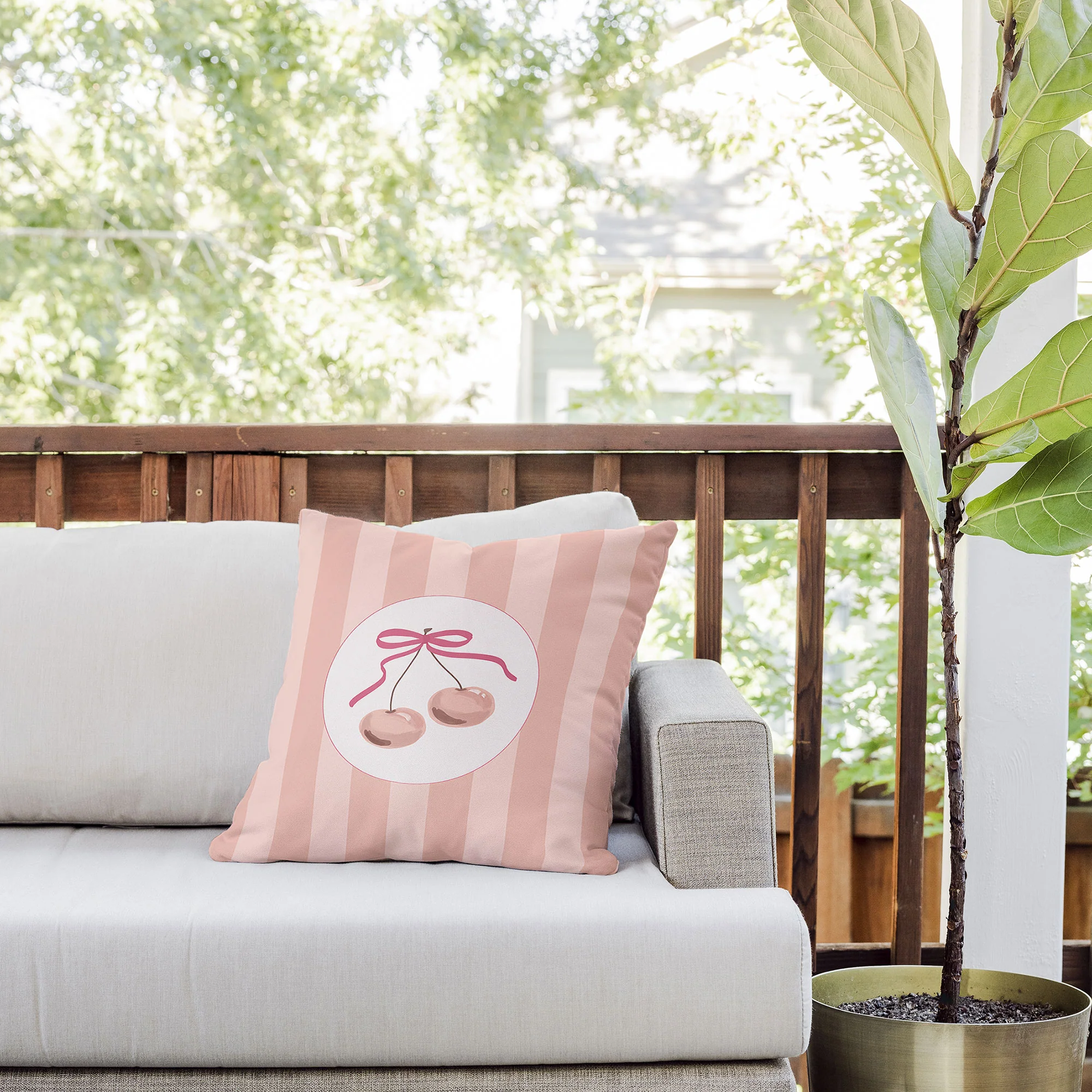 DENY Designs Bow Cherries Outdoor Throw Pillow - Image 6