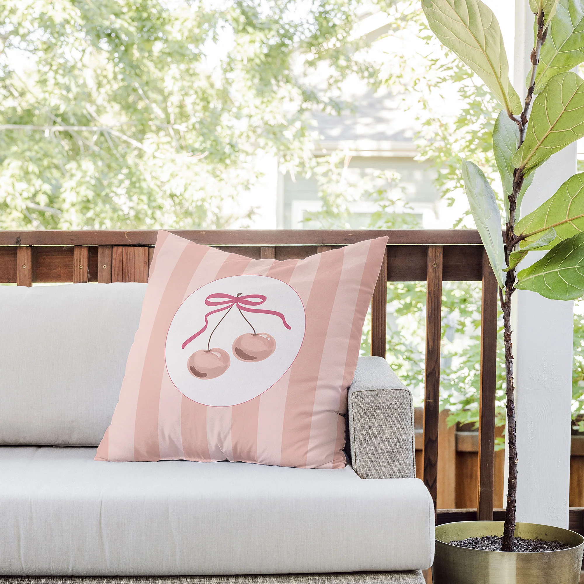 DENY Designs Bow Cherries Outdoor Throw Pillow - Image 7