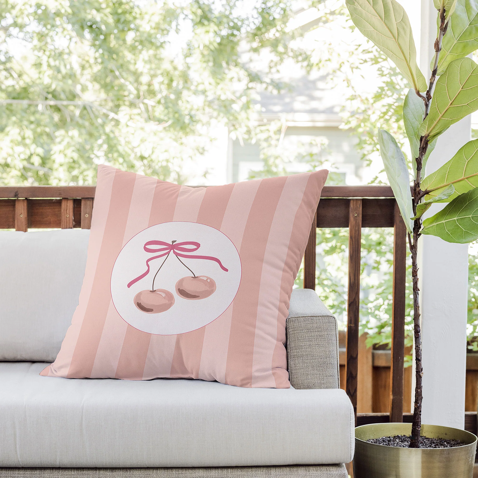 DENY Designs Bow Cherries Outdoor Throw Pillow - Image 8