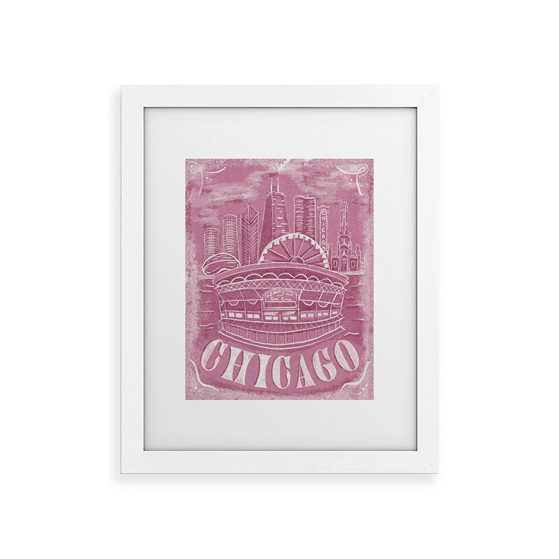 DENY Designs Chicago Landmarks in Blush Framed Art Print - Image 23