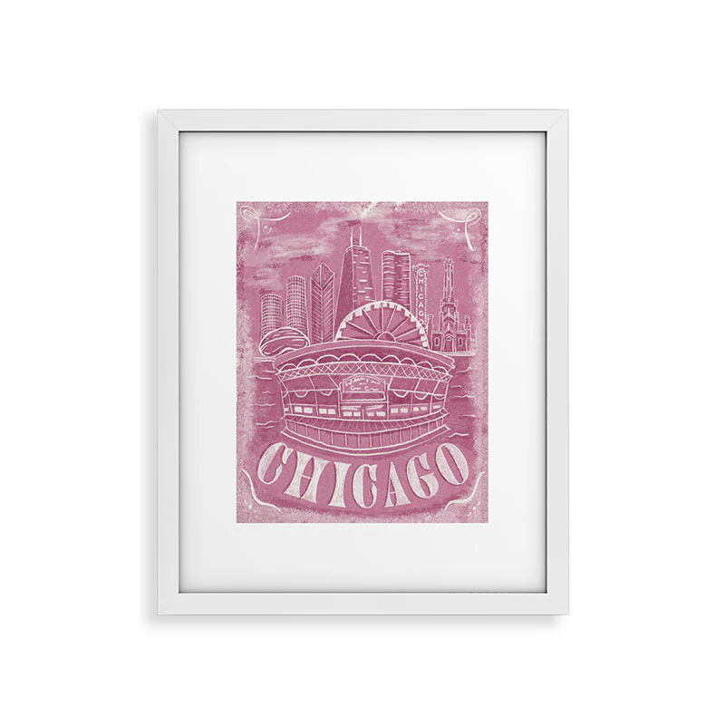 DENY Designs Chicago Landmarks in Blush Framed Art Print - Image 43