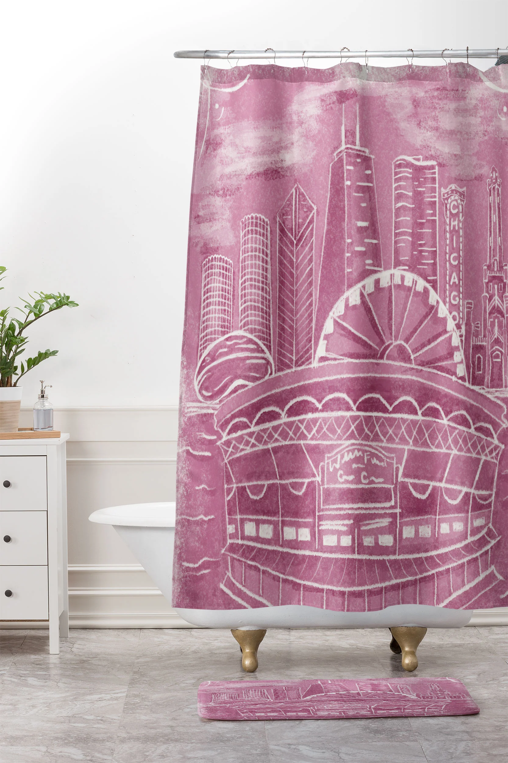 DENY Designs Chicago Landmarks in Blush Memory Foam Bath Mat - Image 4