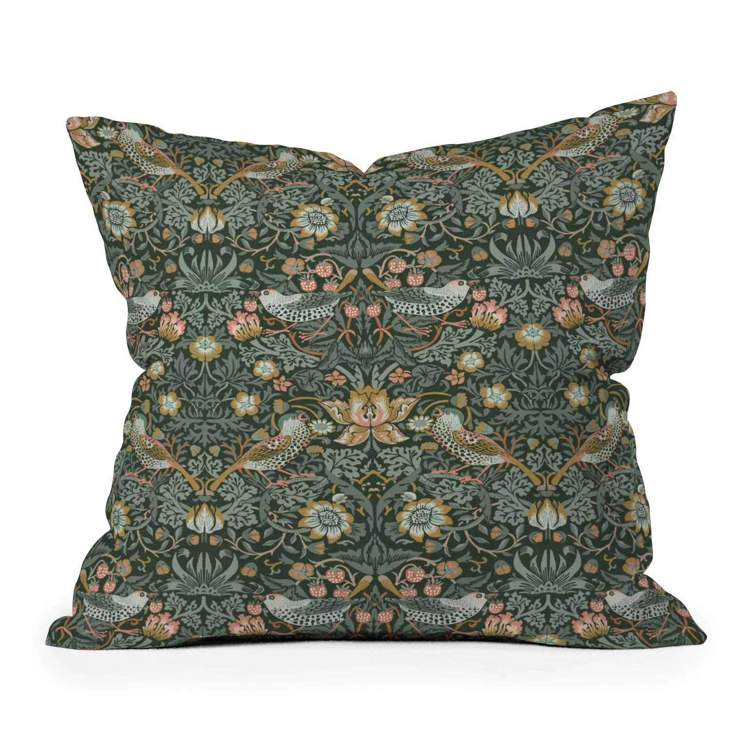 DENY Designs Strawberry Thief Green Outdoor Throw Pillow - Image 3