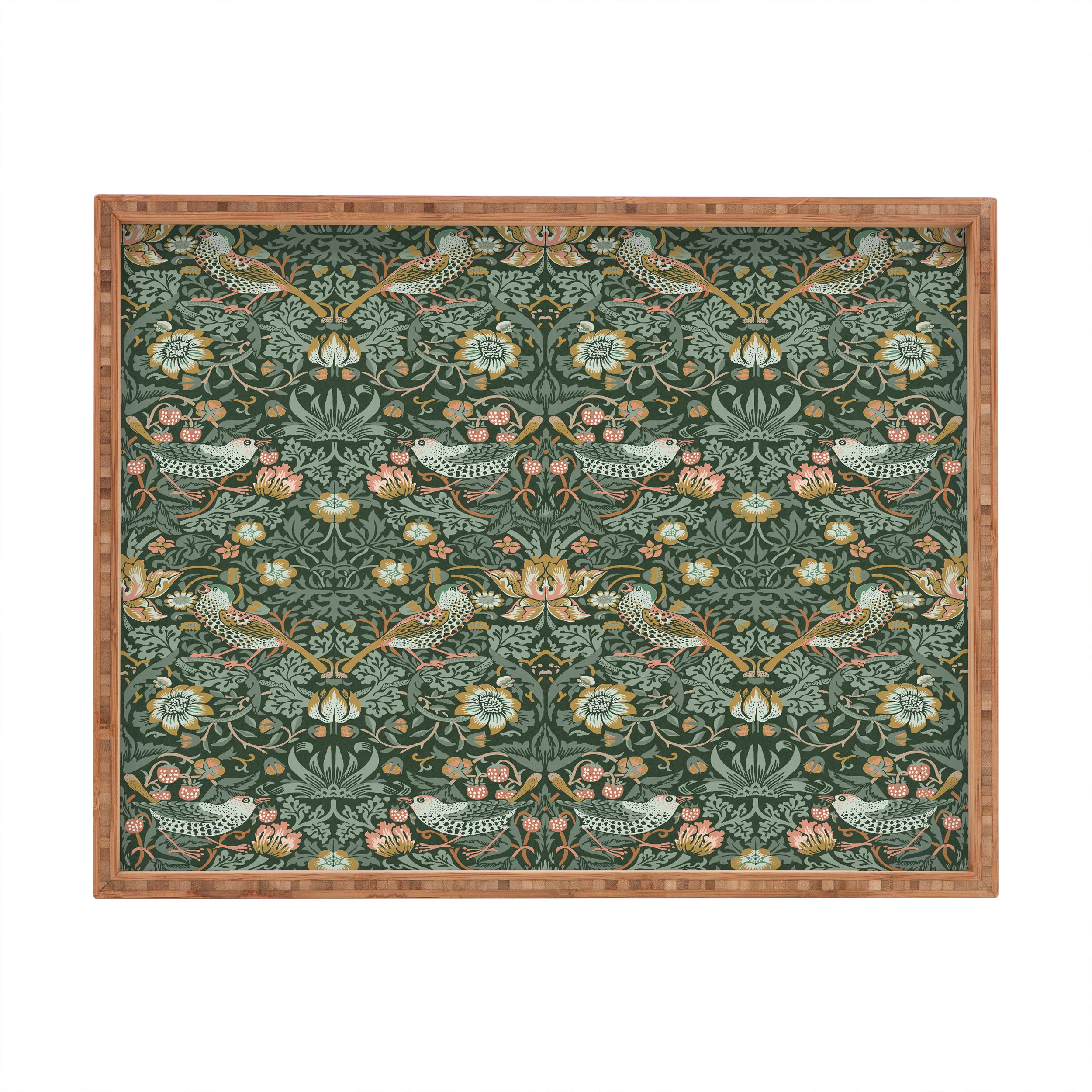 DENY Designs Strawberry Thief Green Rectangular Tray