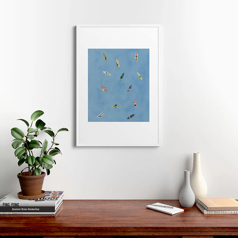 DENY Designs waiting wading surfers Framed Art Print - Image 48
