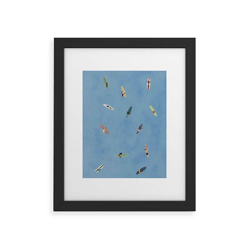 DENY Designs waiting wading surfers Framed Art Print - Image 9