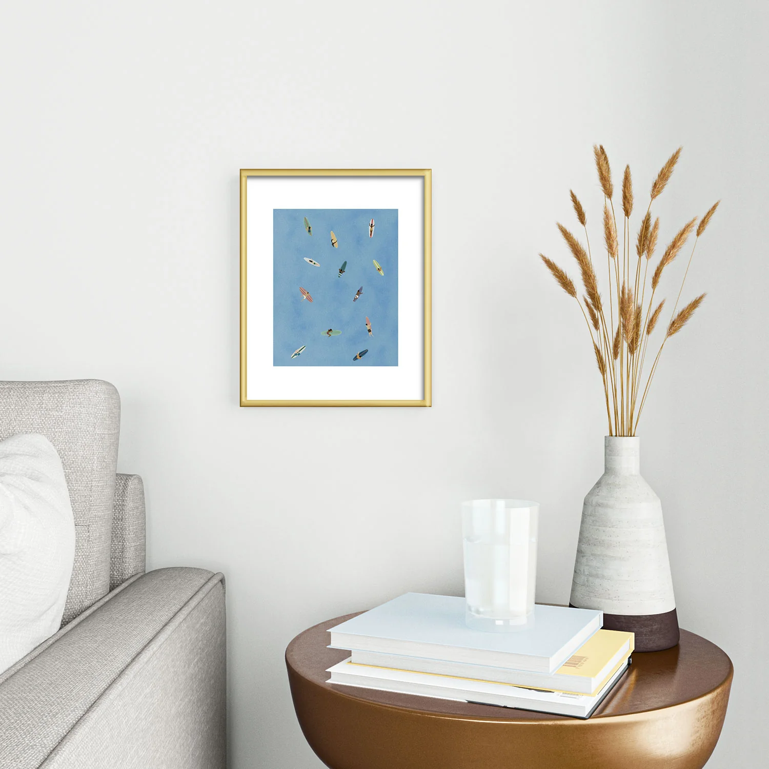 DENY Designs waiting wading surfers Metal Framed Art Print - Image 2