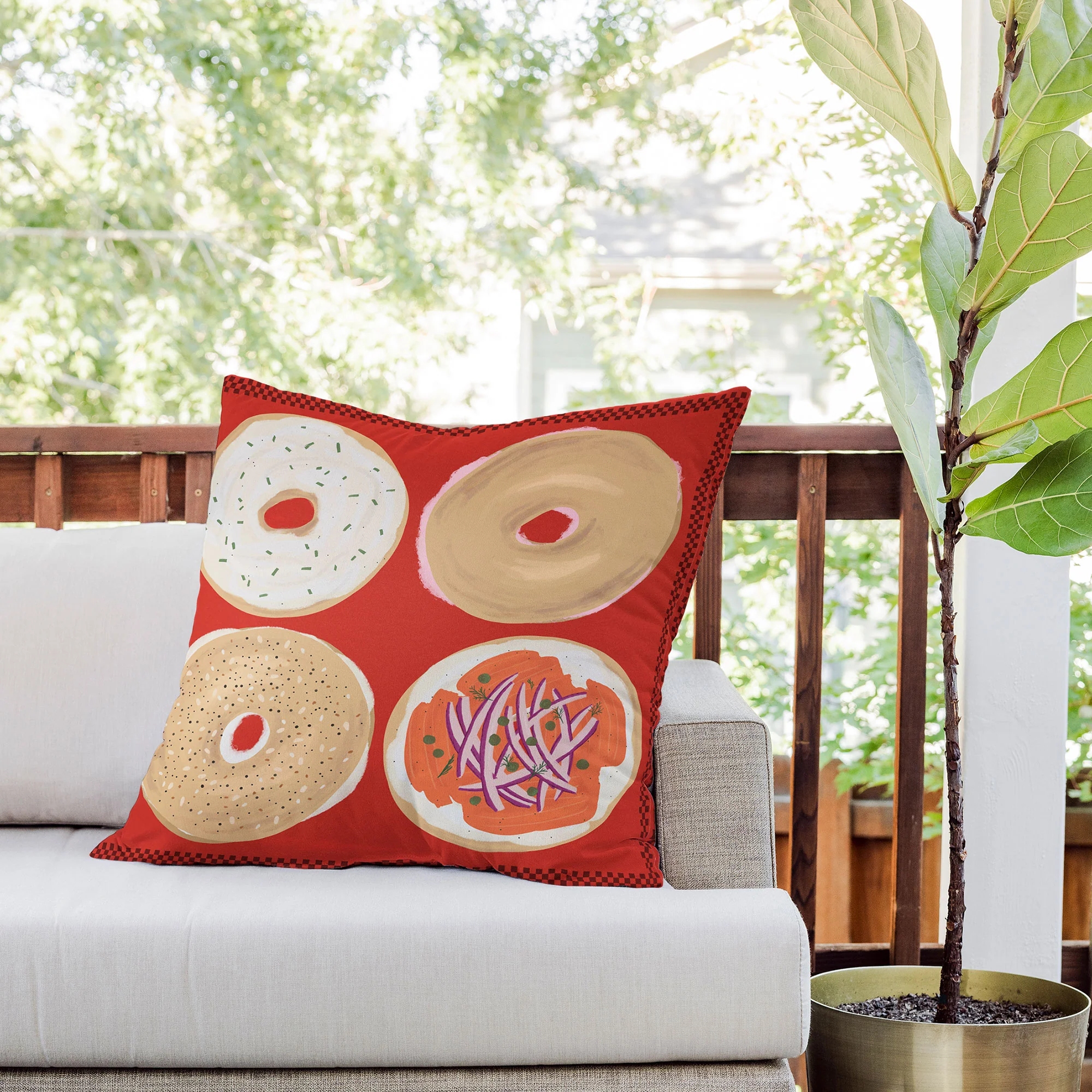 DENY Designs yonkers bagels Outdoor Throw Pillow - Image 8
