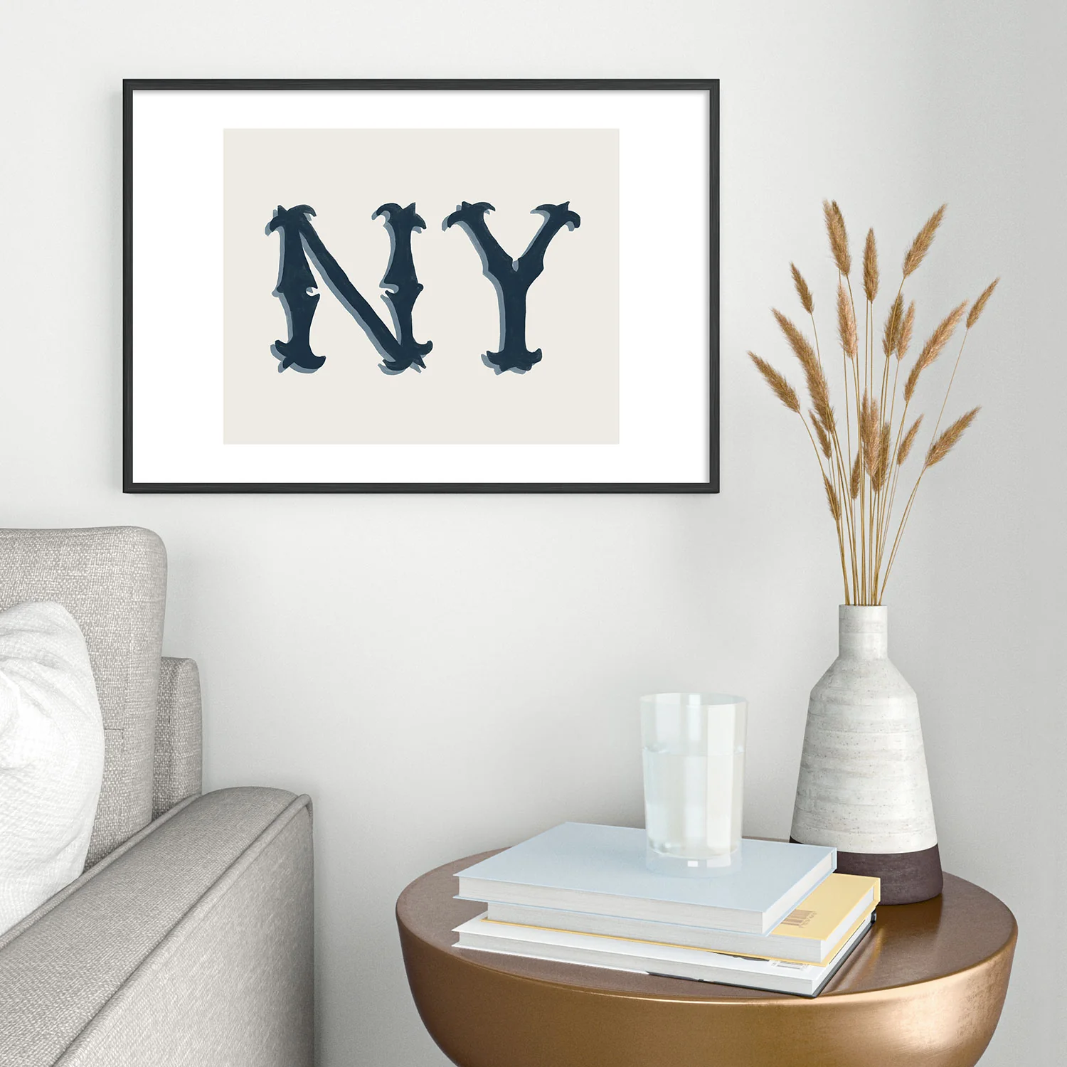 DENY Designs yonkers ny cream Metal Framed Art Print - Image 22