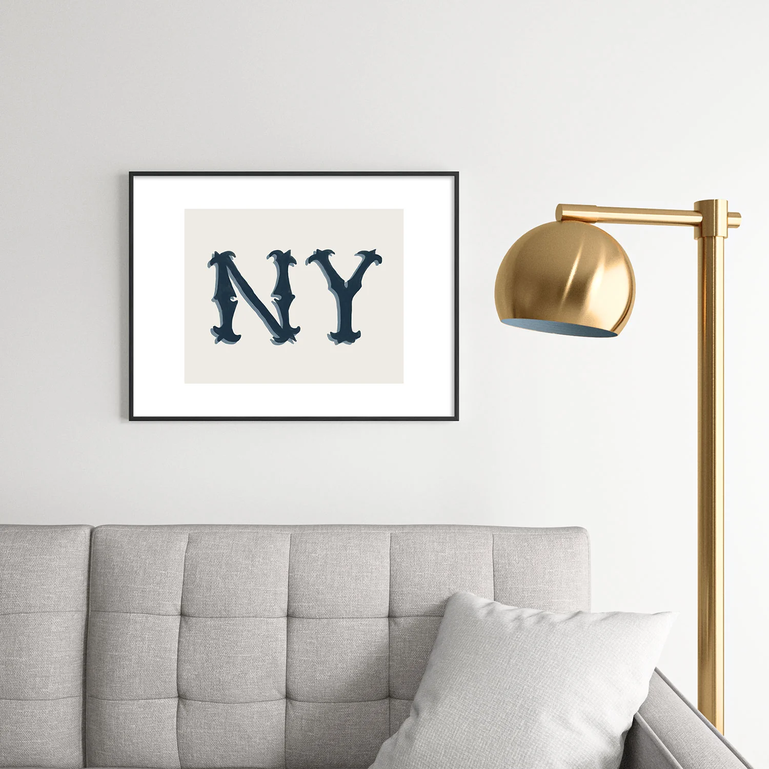 DENY Designs yonkers ny cream Metal Framed Art Print - Image 34