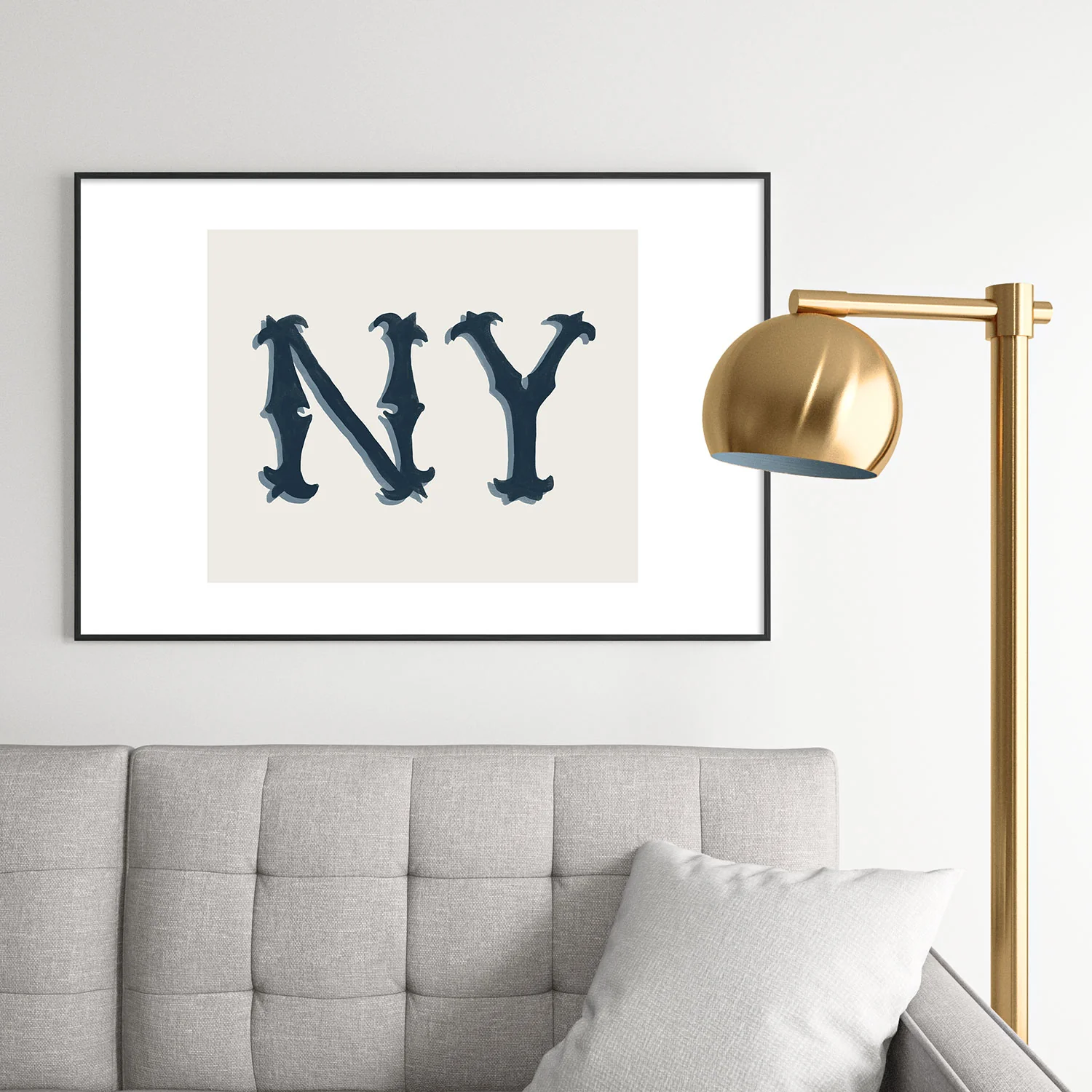 DENY Designs yonkers ny cream Metal Framed Art Print - Image 46