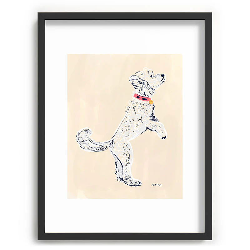 Esca Watercolors White Poodle Recessed Framing Rectangle - Image 17