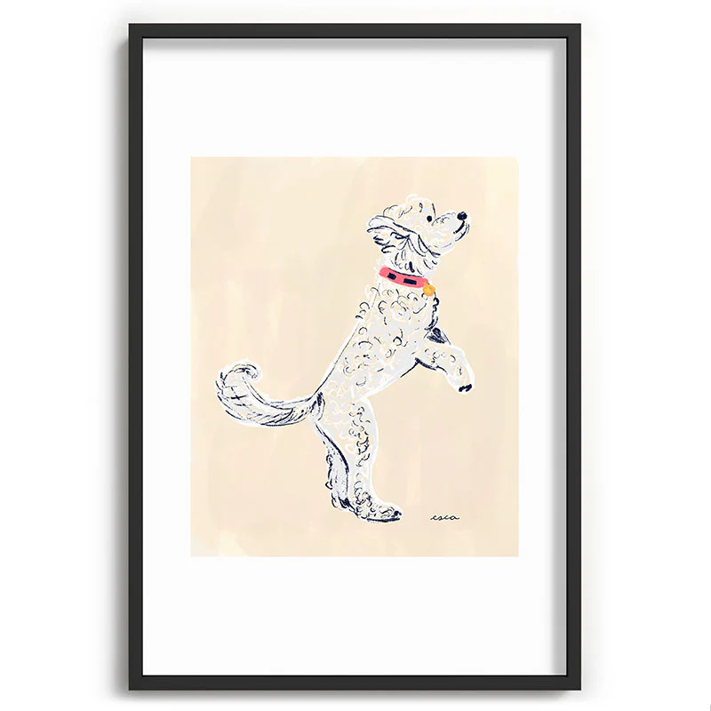 Esca Watercolors White Poodle Recessed Framing Rectangle - Image 25