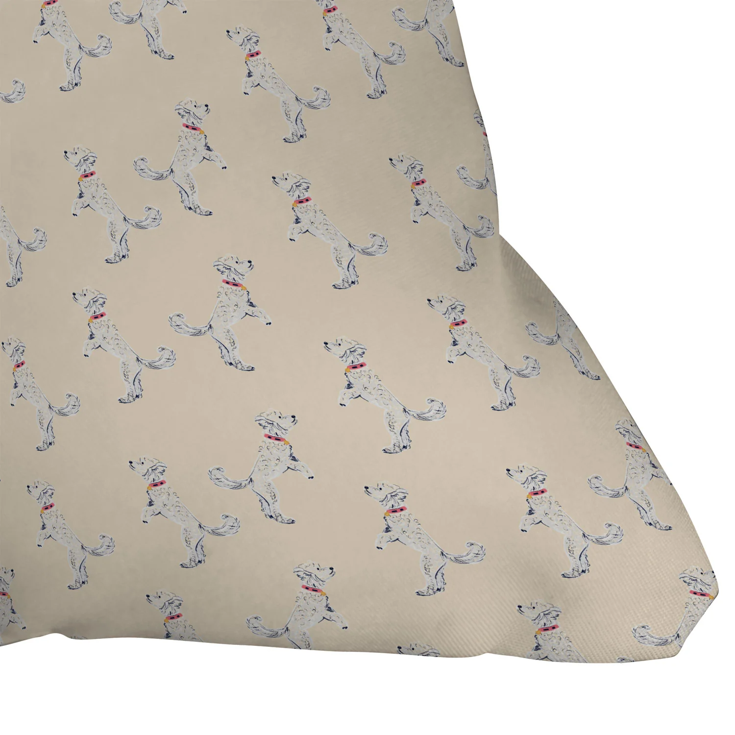 Esca Watercolors White Poodle Throw Pillow - Image 3