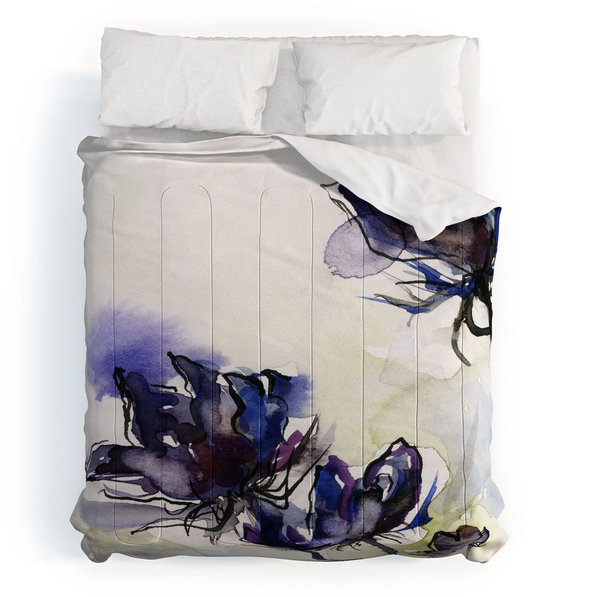Ginette Fine Art Minimalist Blue Flowers Comforter - Image 13