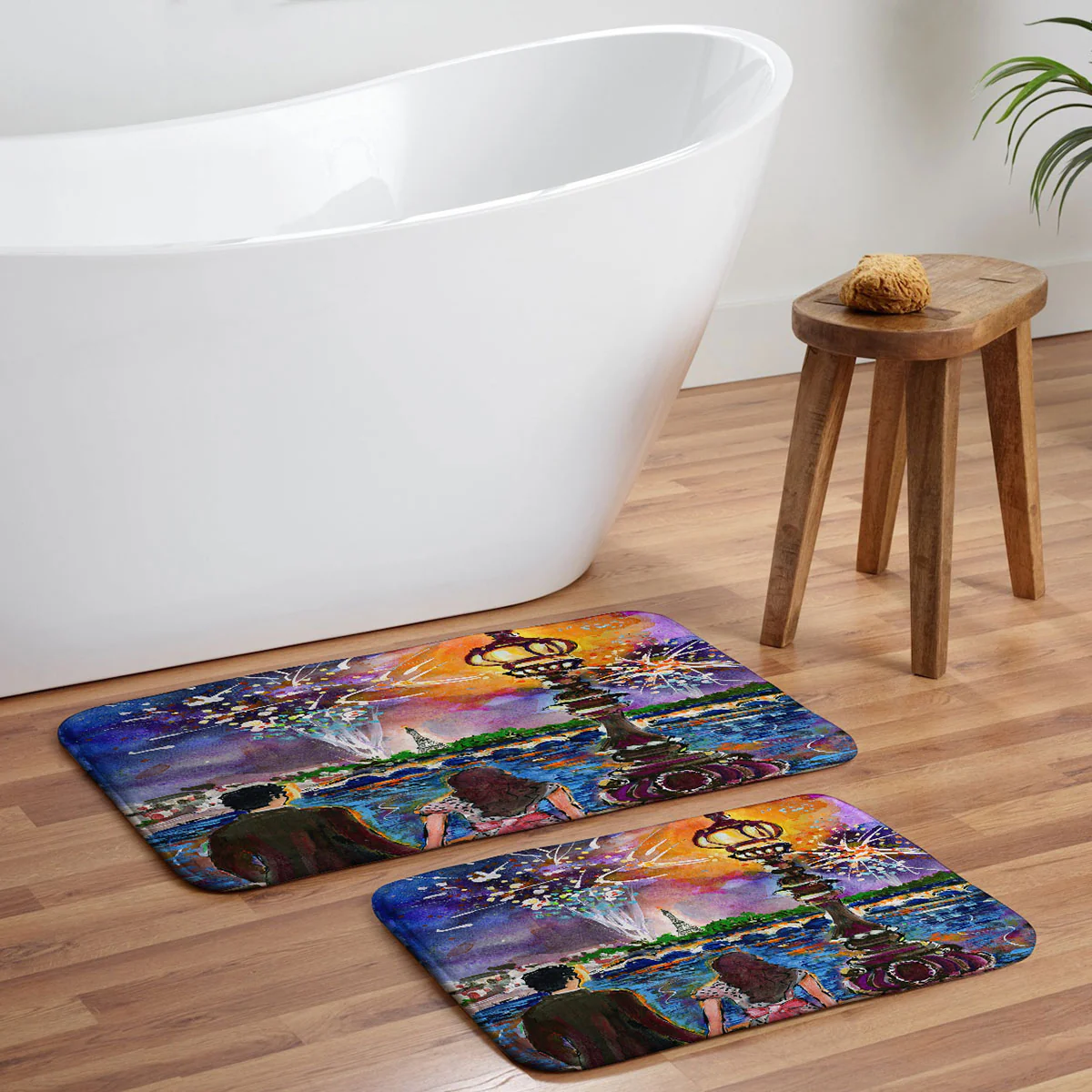Ginette Fine Art New Year In Paris Memory Foam Bath Mat - Image 5